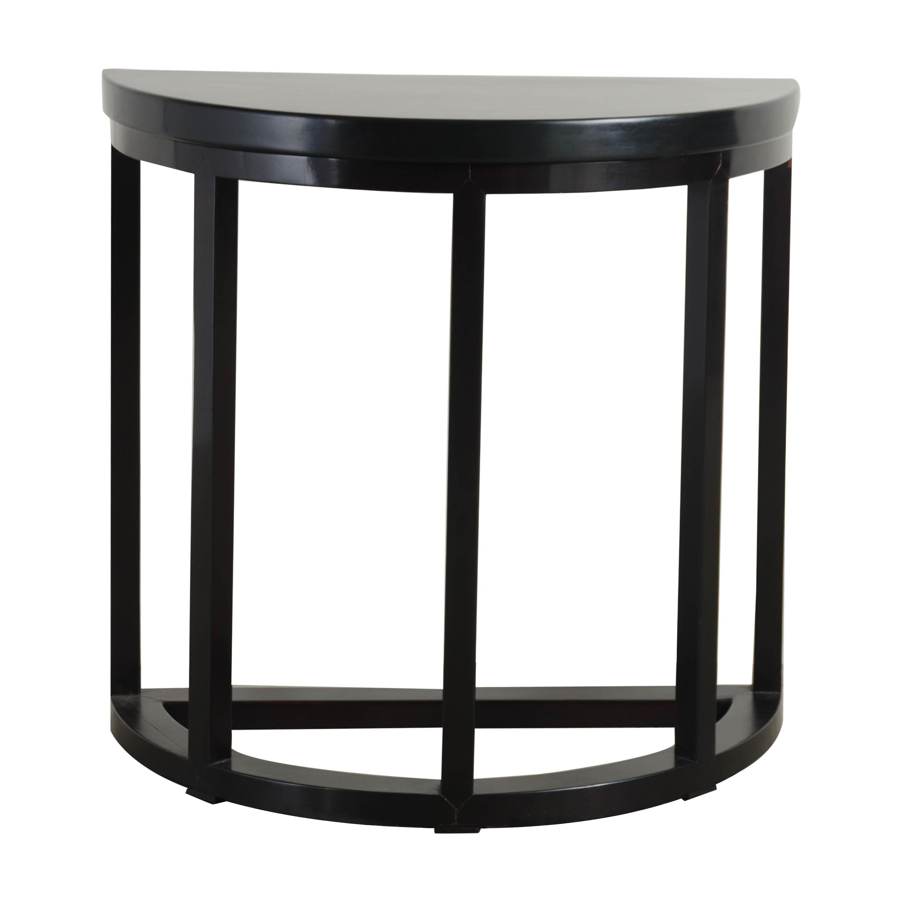 Half Round Table, Black Lacquer by Robert Kuo, Handmade, Limited Edition For Sale