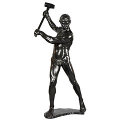 Half Size Sculpture Male Nude with Sledgehammer Gerhard Adolf Janensch  1920