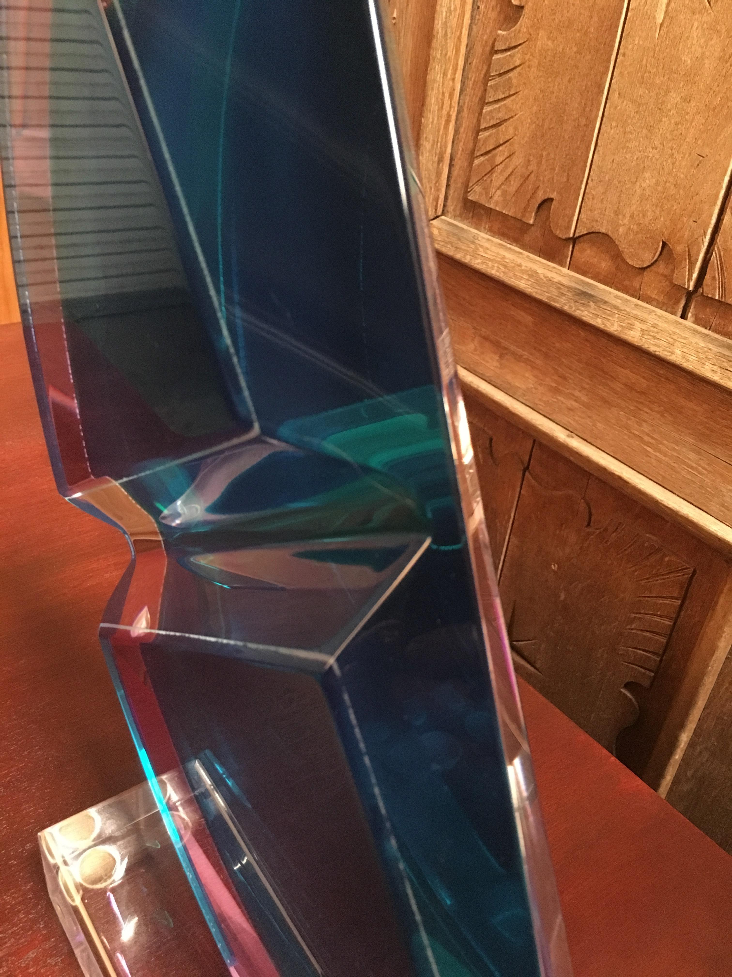 Modern Half Slice Lucite Sculpture by Shlomi Haziza