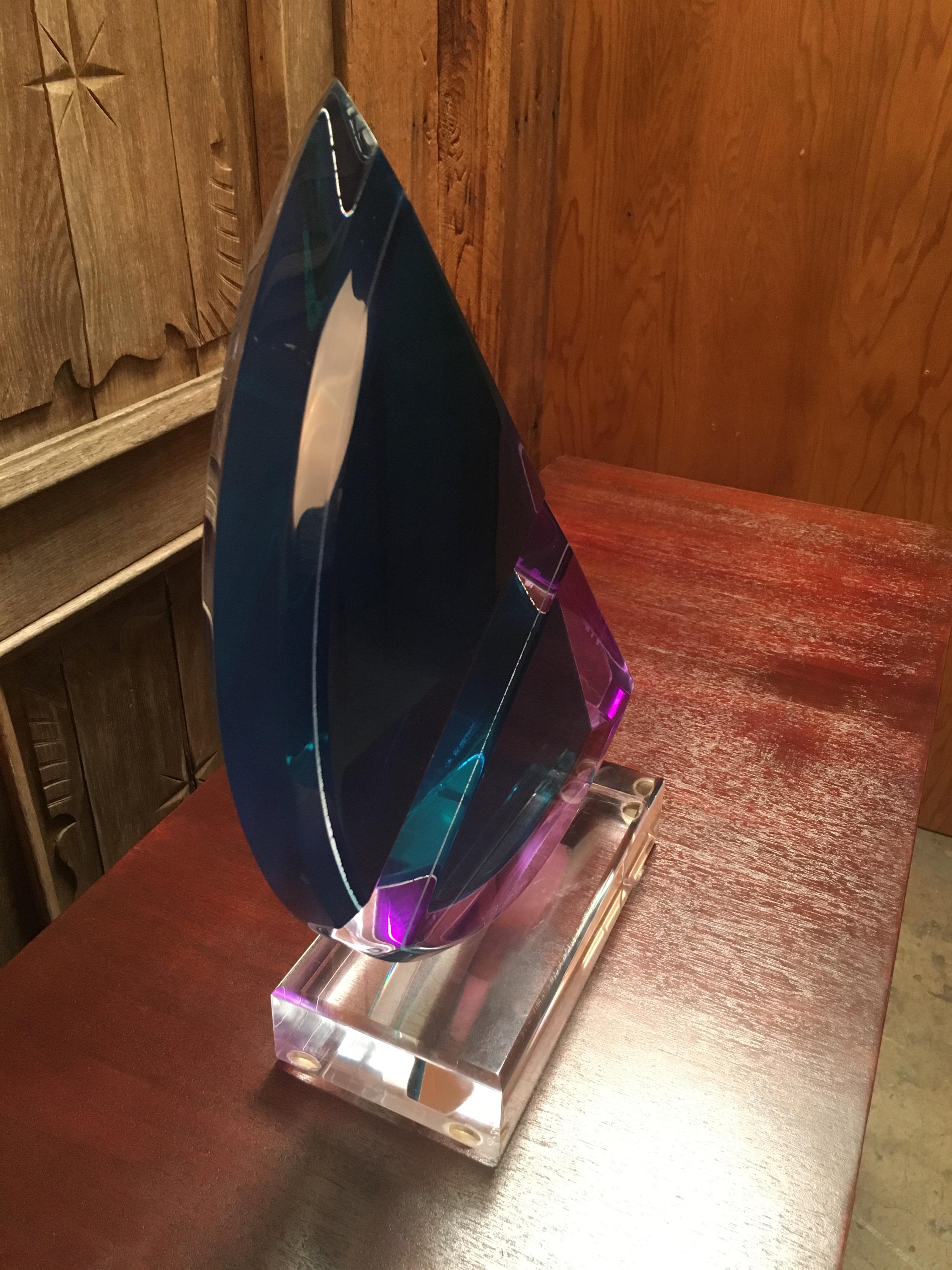 Half Slice Lucite Sculpture by Shlomi Haziza In Good Condition In Denton, TX