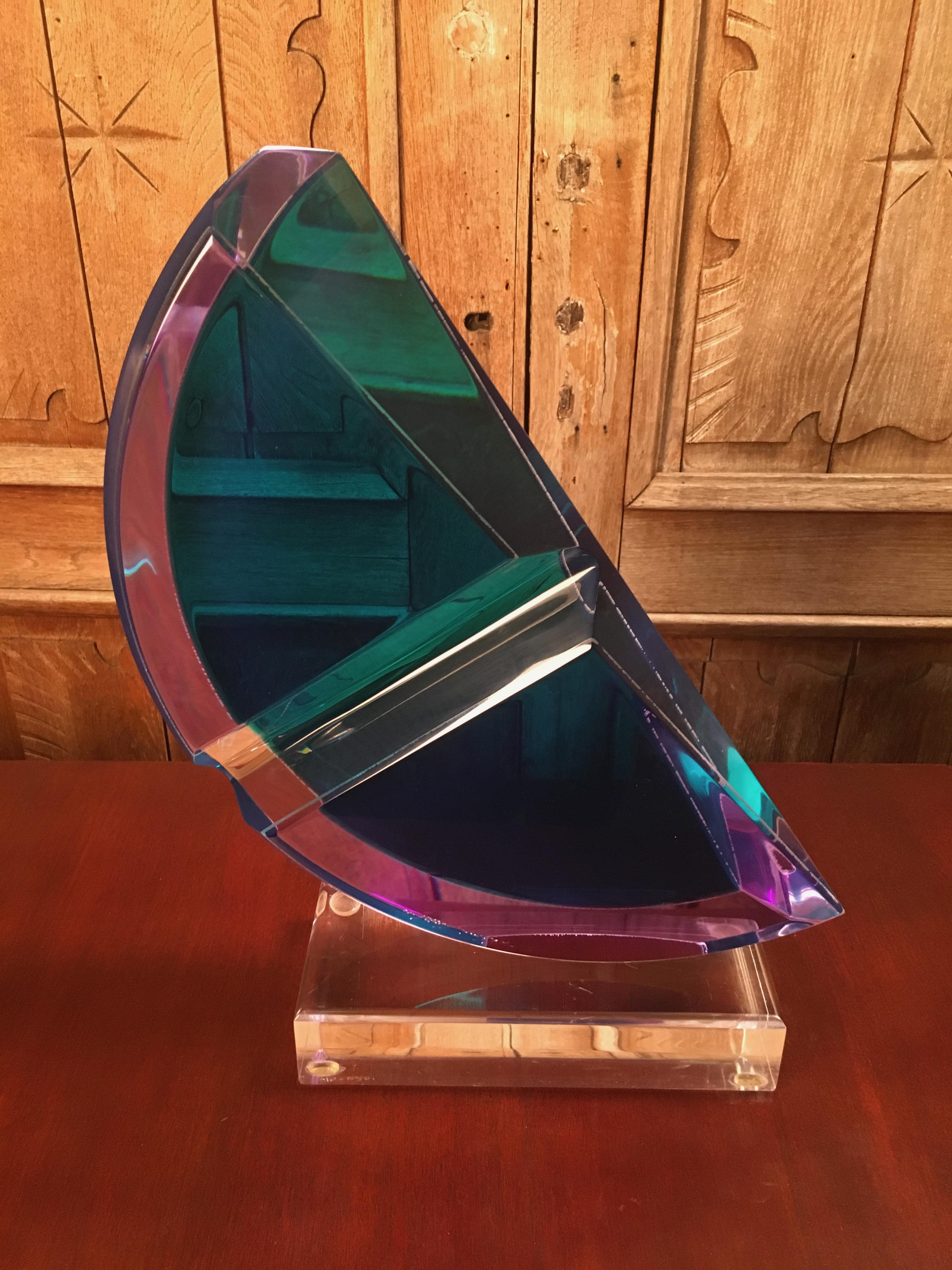 Acrylic Half Slice Lucite Sculpture by Shlomi Haziza