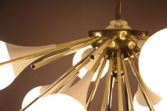 Half Sputnik Chandelier in Light Pink-Beige Murano Glass and Brass