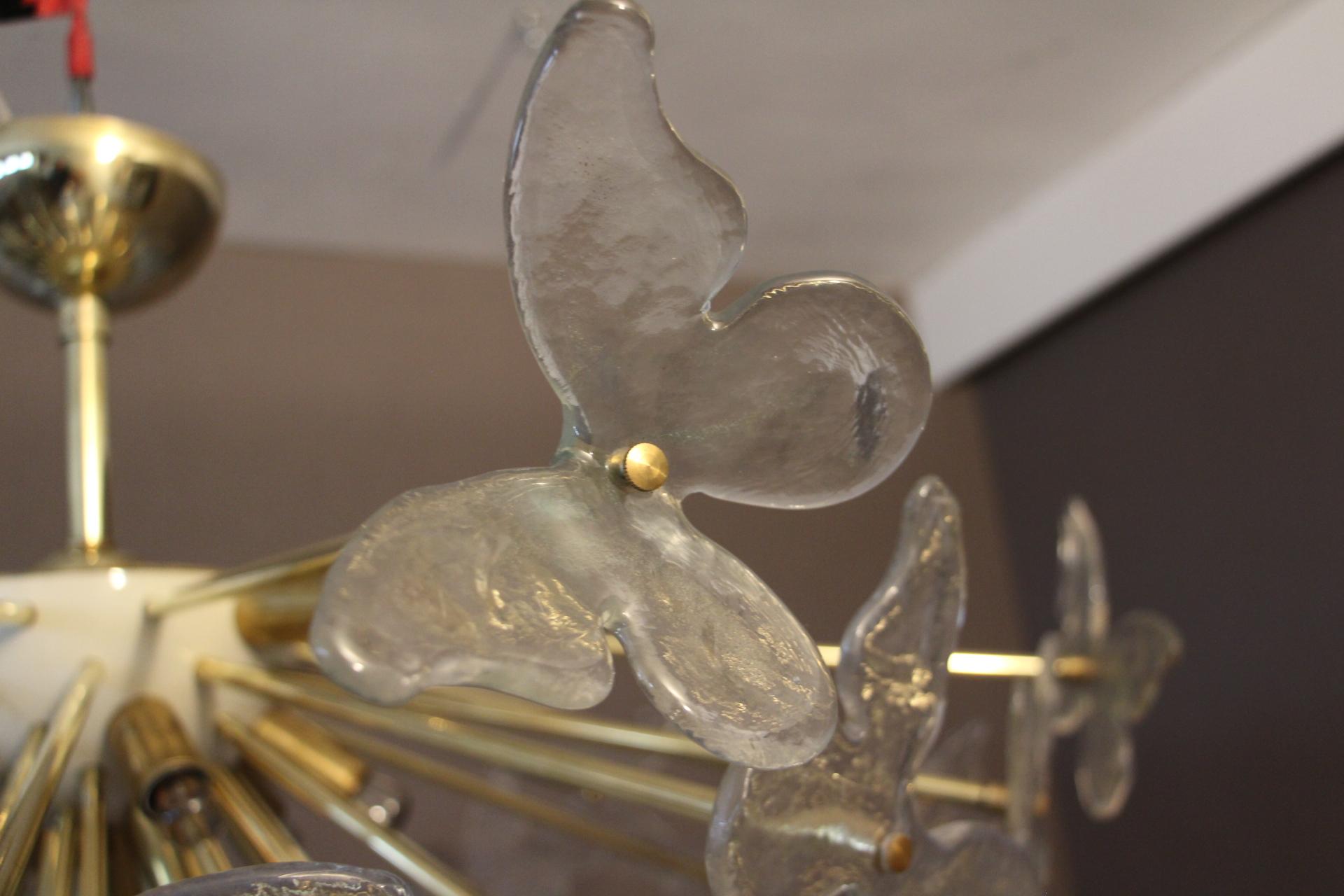 Half Sputnik Chandelier with Murano Glass Butterflies 7