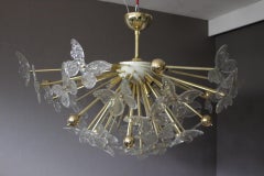 Half Sputnik Chandelier with Murano Glass Butterflies