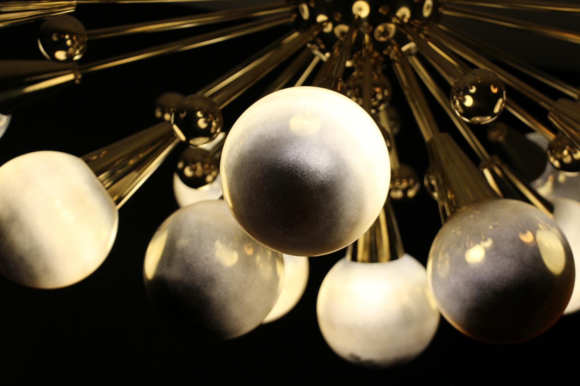 Half Sputnik Mercurised Gold Color Murano Glass Globes Chandelier 3