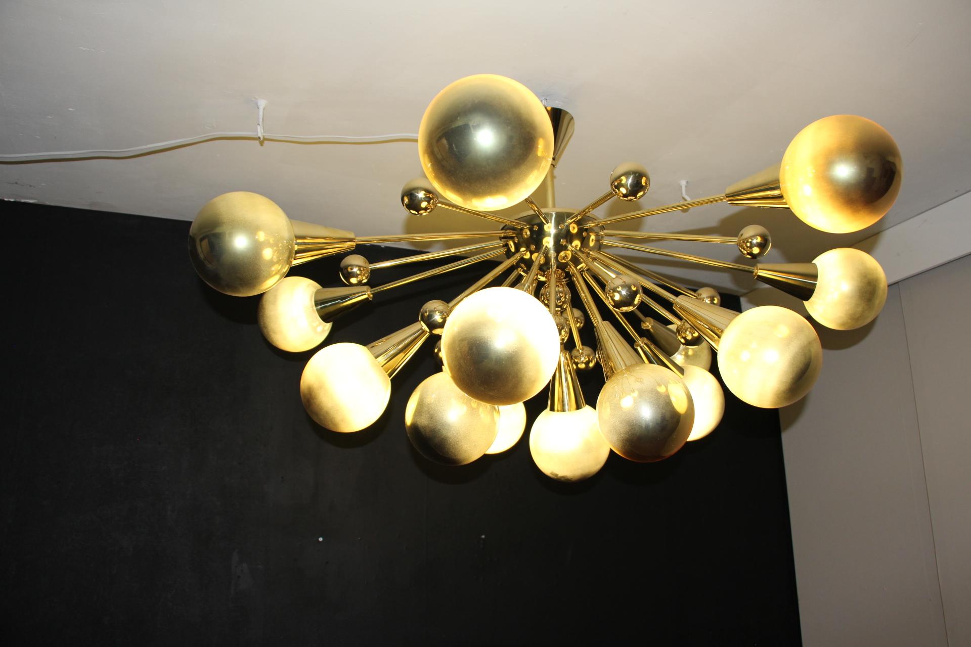 Half Sputnik Mercurised Gold Color Murano Glass Globes Chandelier 5