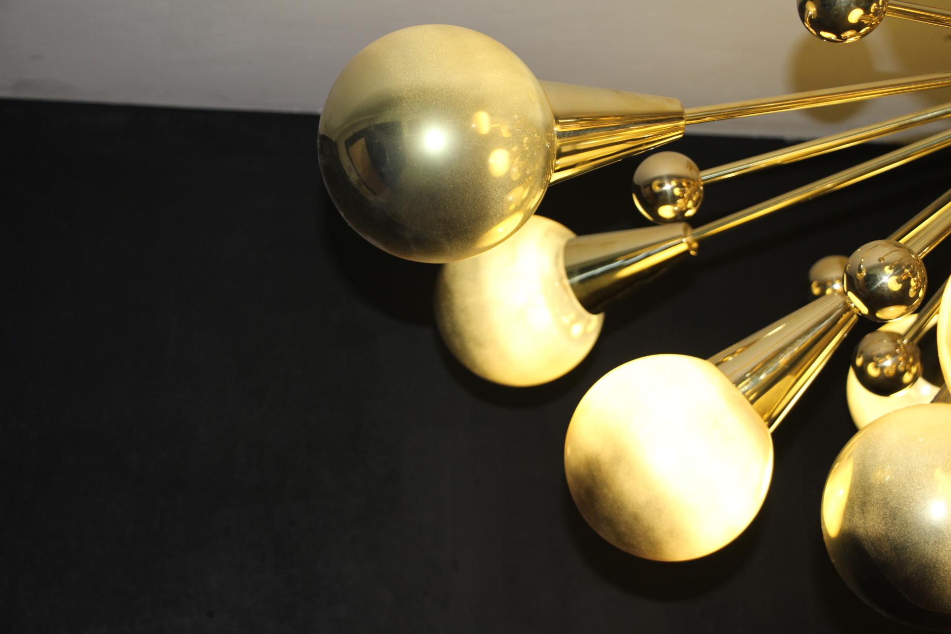 Half Sputnik Mercurised Gold Color Murano Glass Globes Chandelier 6