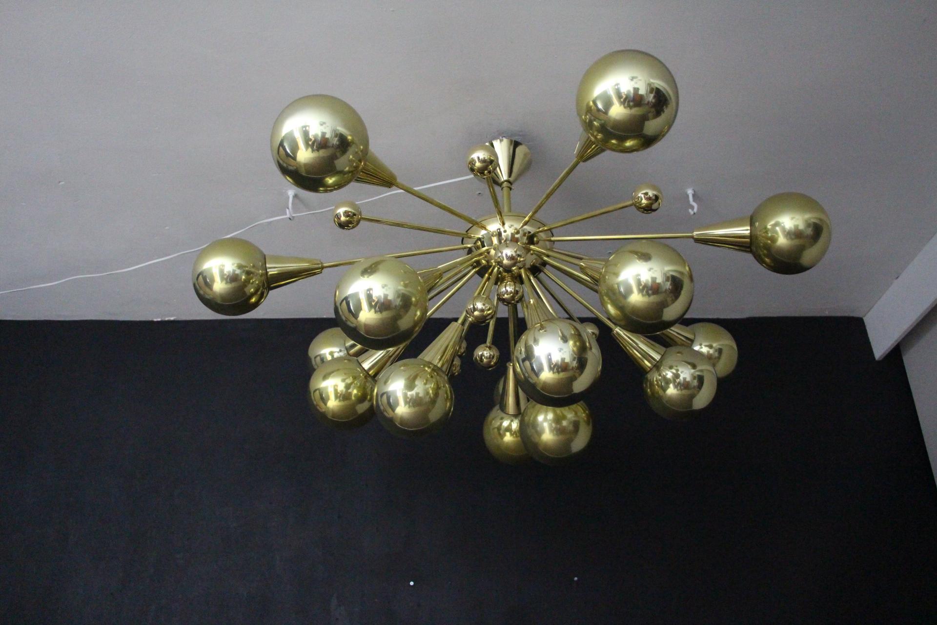 Half Sputnik Mercurised Gold Color Murano Glass Globes Chandelier 8