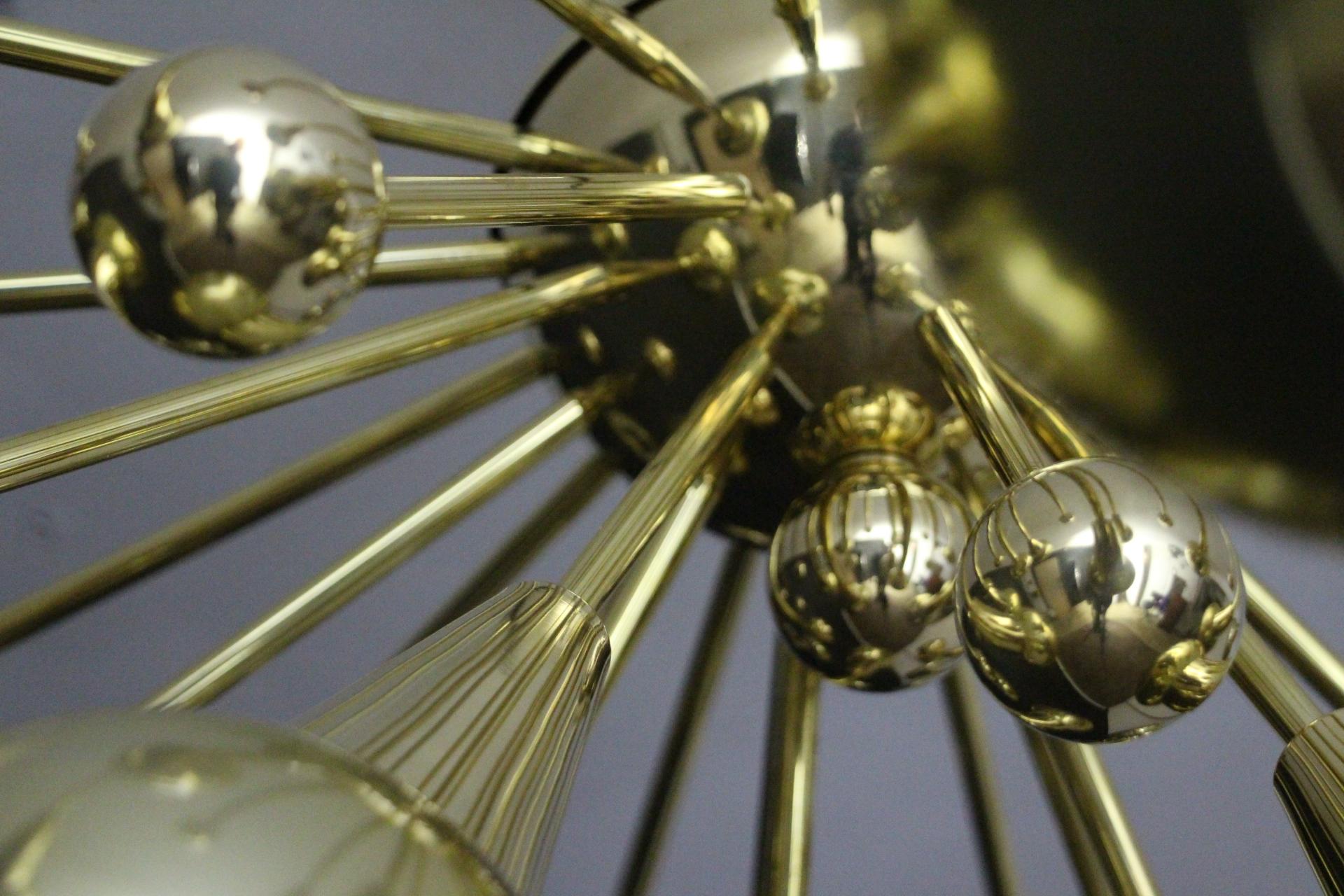 Contemporary Half Sputnik Mercurised Gold Color Murano Glass Globes Chandelier