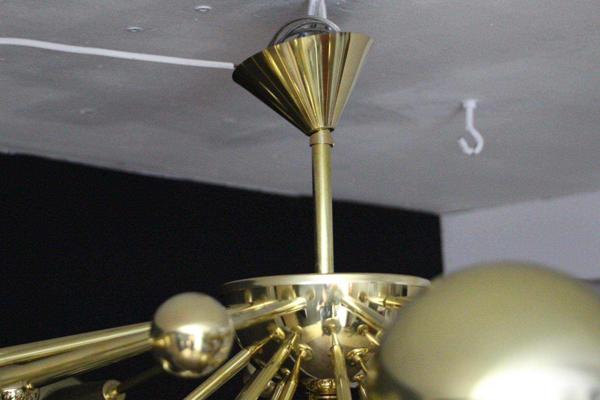 Brass Half Sputnik Mercurised Gold Color Murano Glass Globes Chandelier