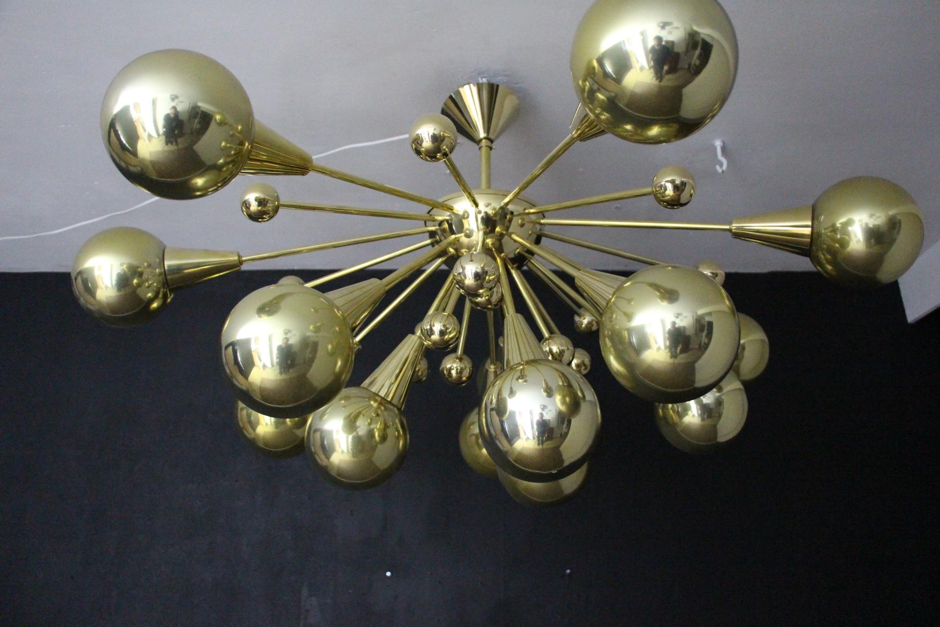 Half Sputnik Mercurised Gold Color Murano Glass Globes Chandelier 1