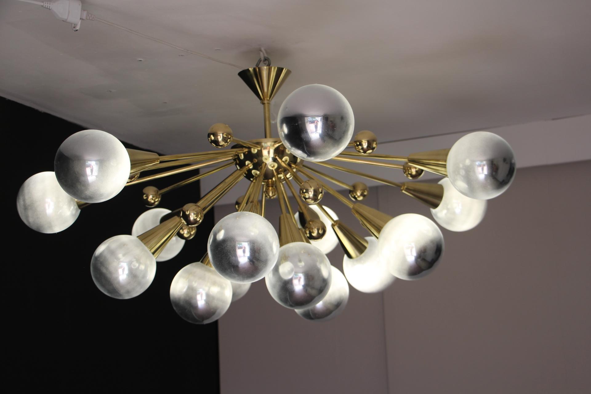 Half Sputnik Mercurised Silver Color Murano Glass Globes Chandelier 3