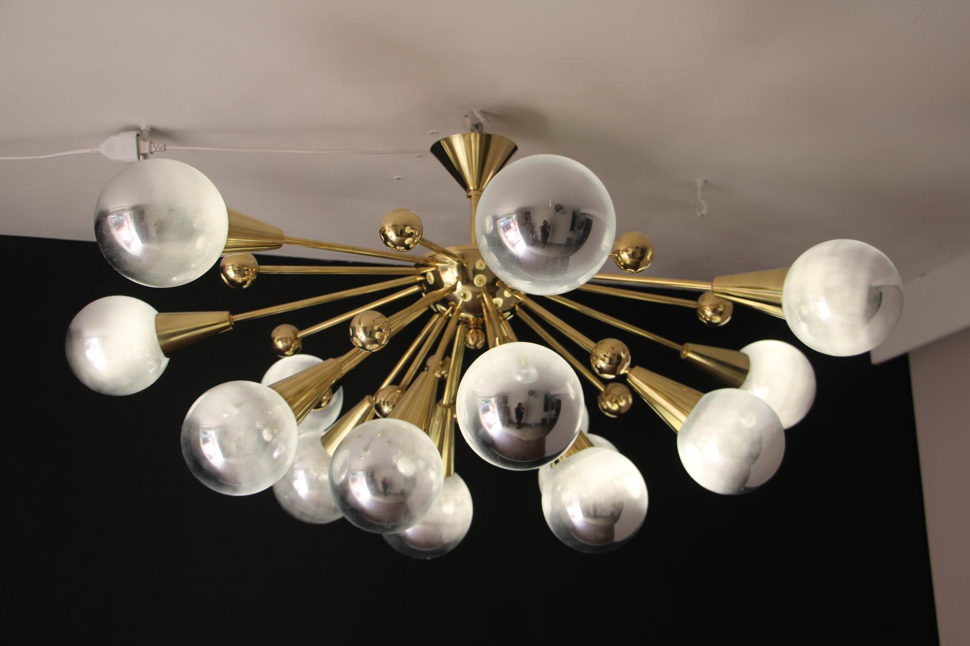 Half Sputnik Mercurised Silver Color Murano Glass Globes Chandelier 5