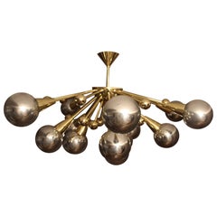 Half Sputnik Mercurised Silver Color Murano Glass Globes Chandelier