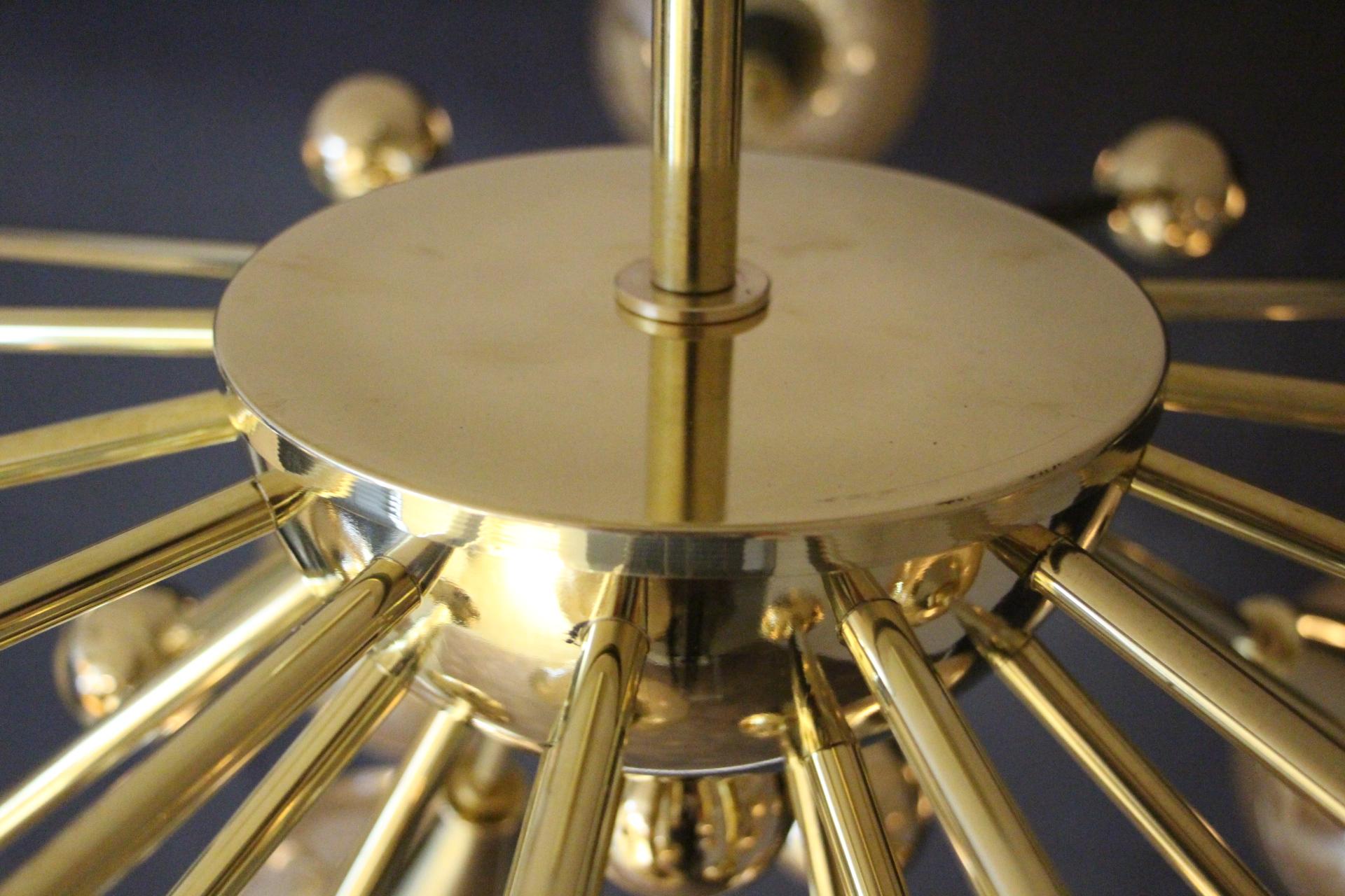 Lustre à globes en verre de Murano de couleur argent-or mercuré demi- Sputnik en vente 4