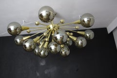 Half Sputnik Mercurised Silver-Gold Color Murano Glass Globes Chandelier
