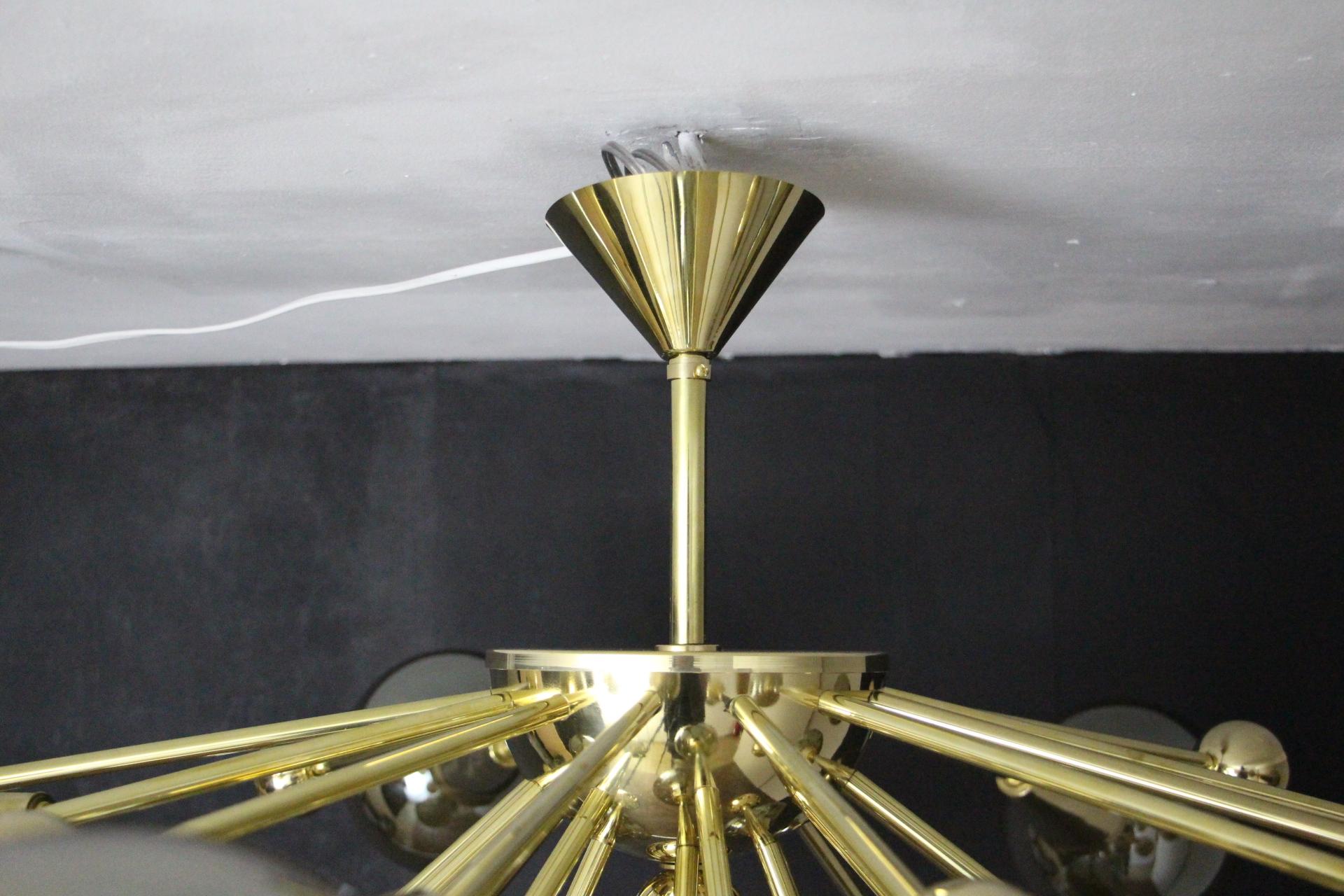 Half Sputnik Mercurised Silver-Gold Color Murano Glass Globes Chandelier In Excellent Condition For Sale In Saint-Ouen, FR