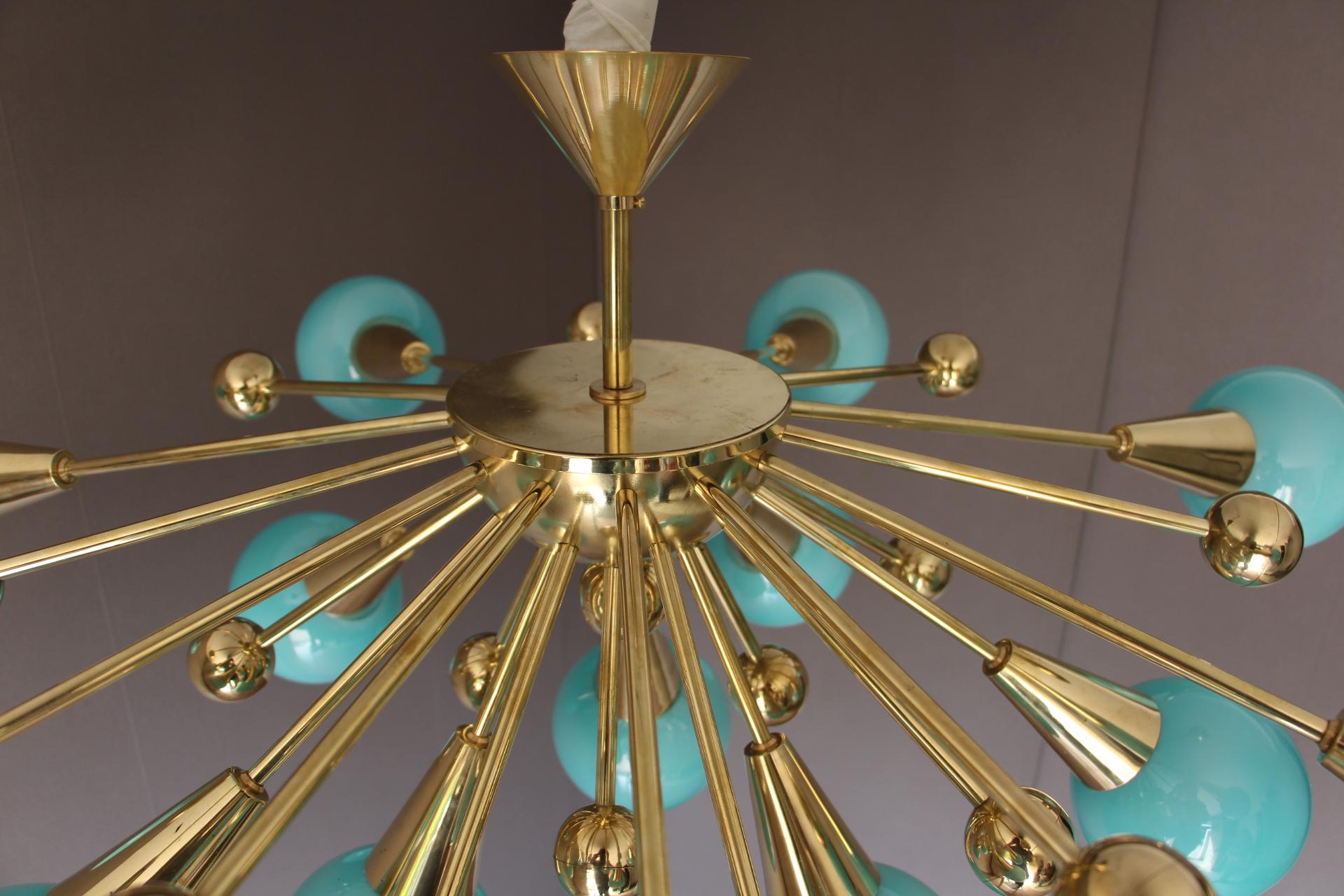 Half Sputnik Turquoise Blue Murano Glass Globes Chandelier 6