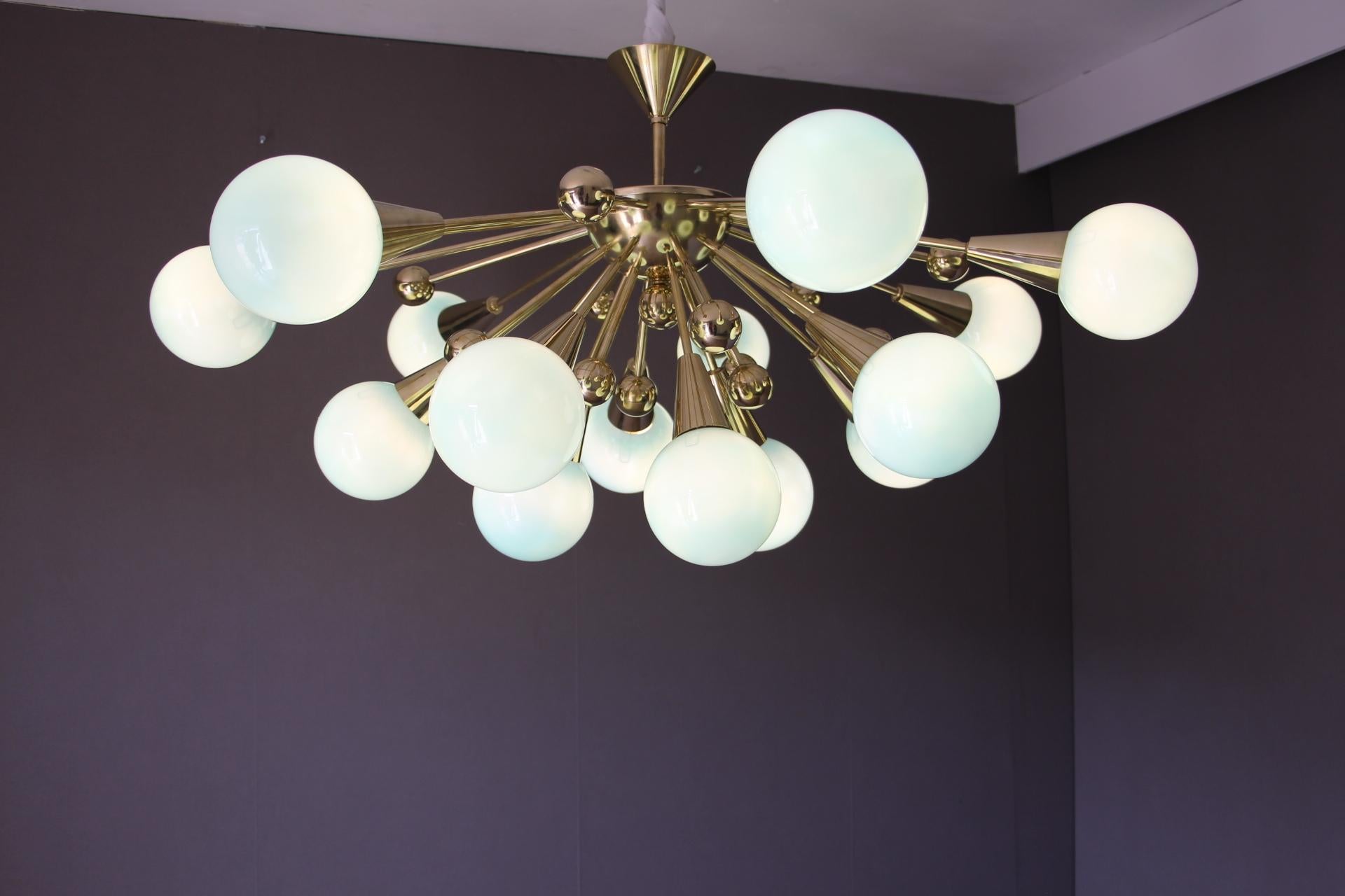 Half Sputnik Turquoise Blue Murano Glass Globes Chandelier 12