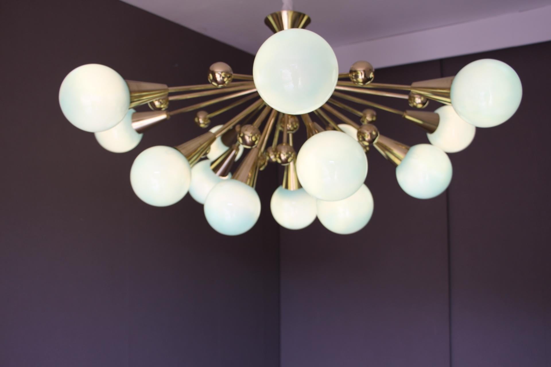 Half Sputnik Turquoise Blue Murano Glass Globes Chandelier 12