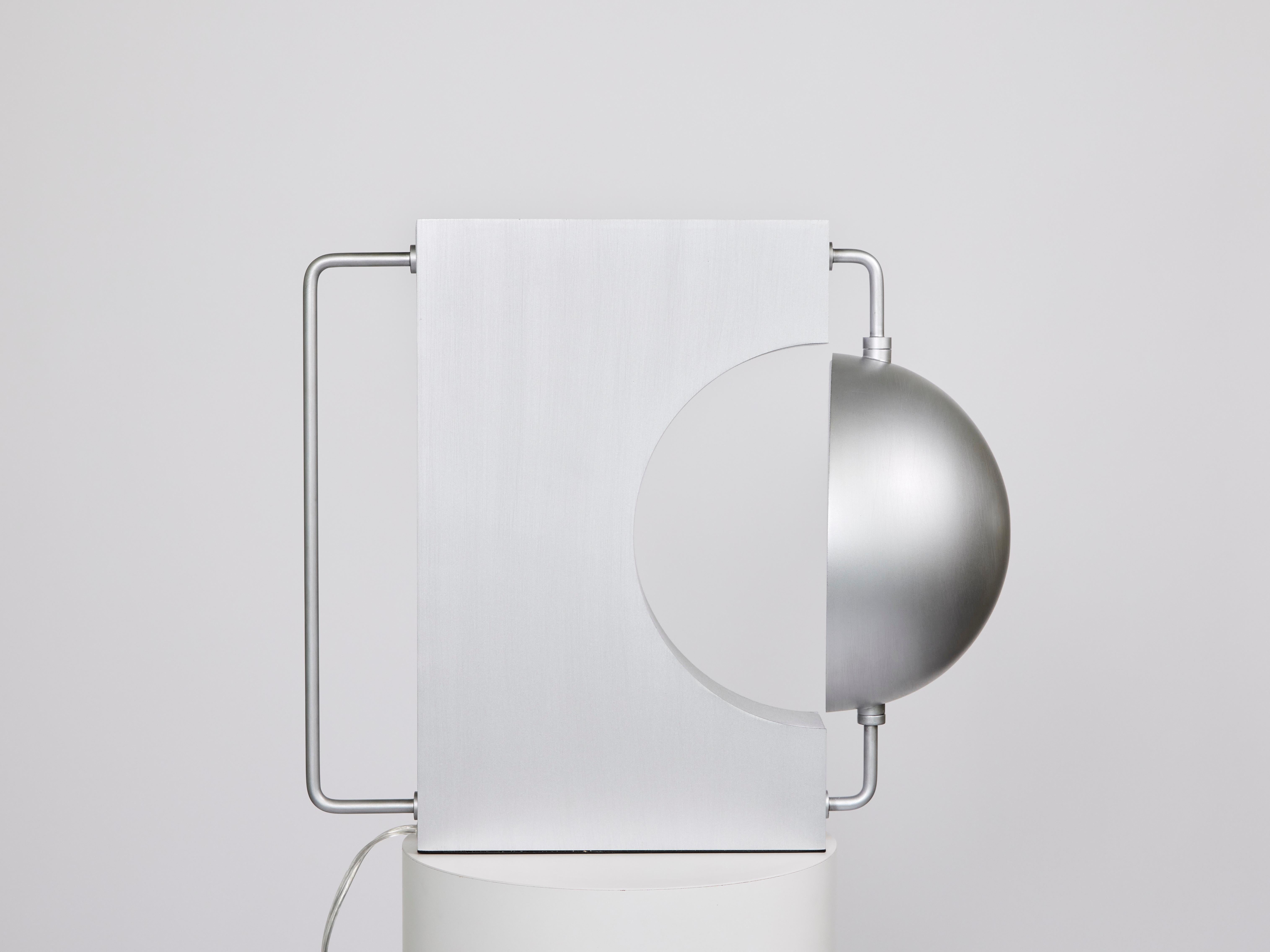 Modern [In Stock] HALF, Table Lamp 'Brushed Aluminum' Rotate 40 Degrees on Each Side For Sale