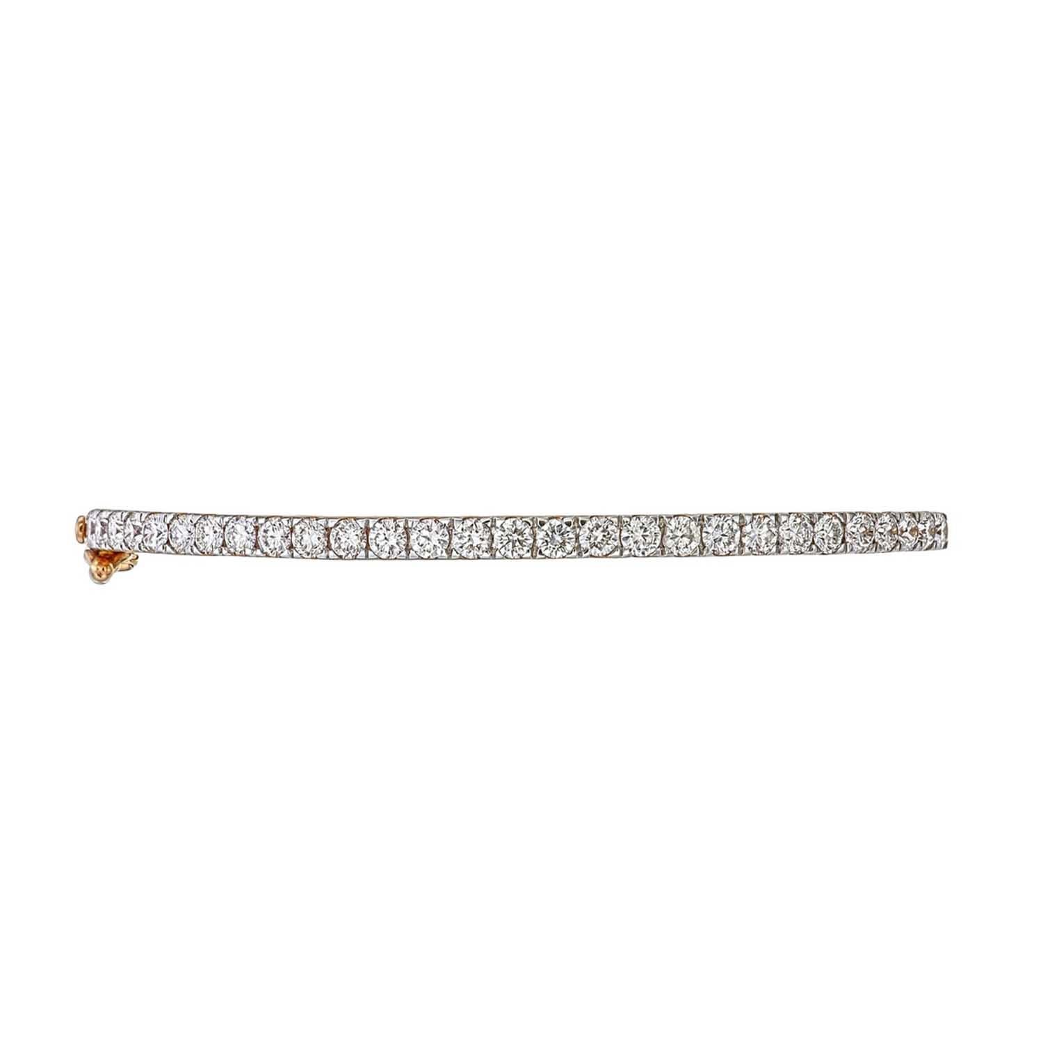 Artisan Half tennis Bangle diamond bracelet in 18kt Rose gold For Sale