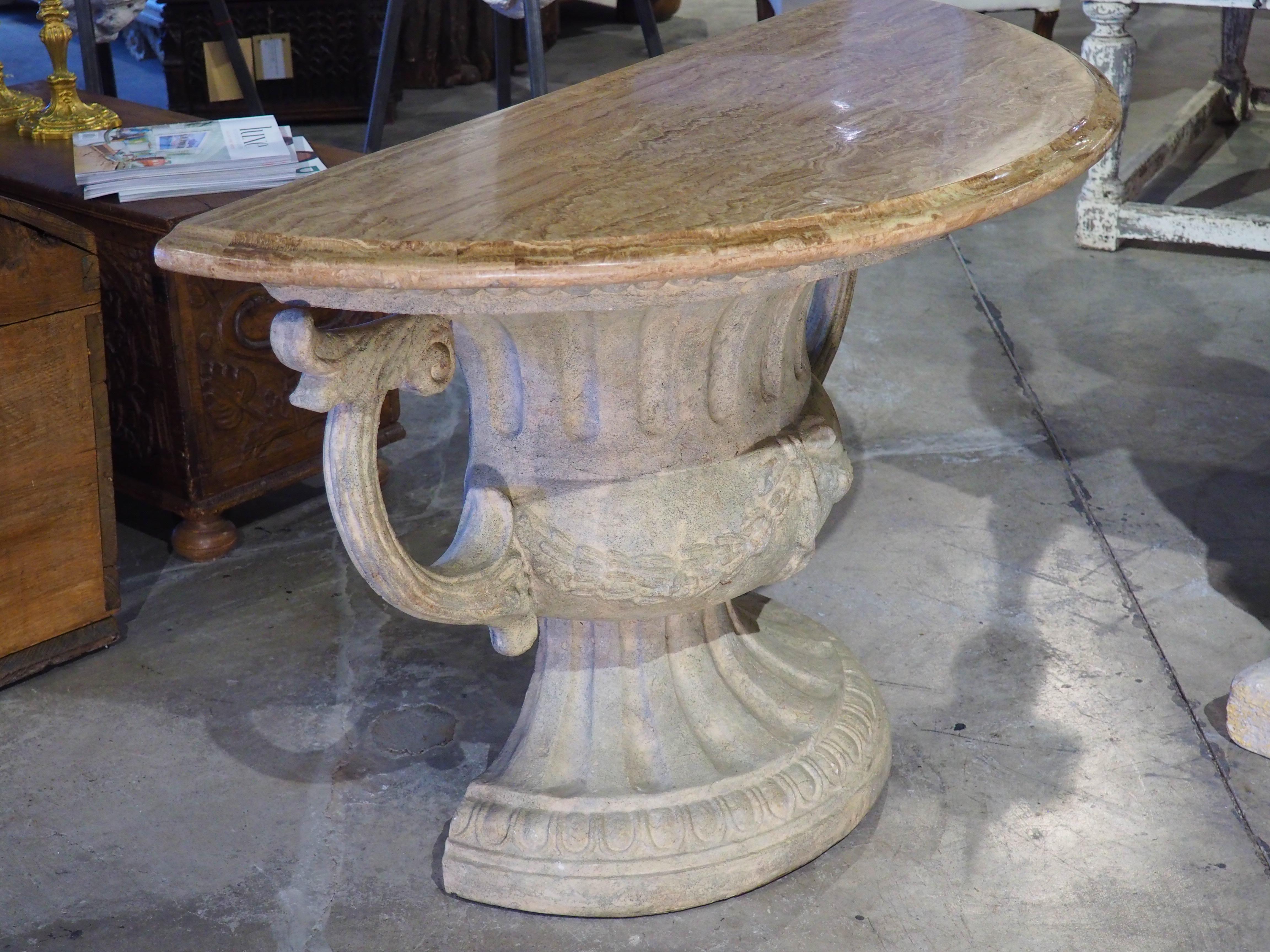 Half Urn Demi Lune Console Table in the Neoclassical Style For Sale 5