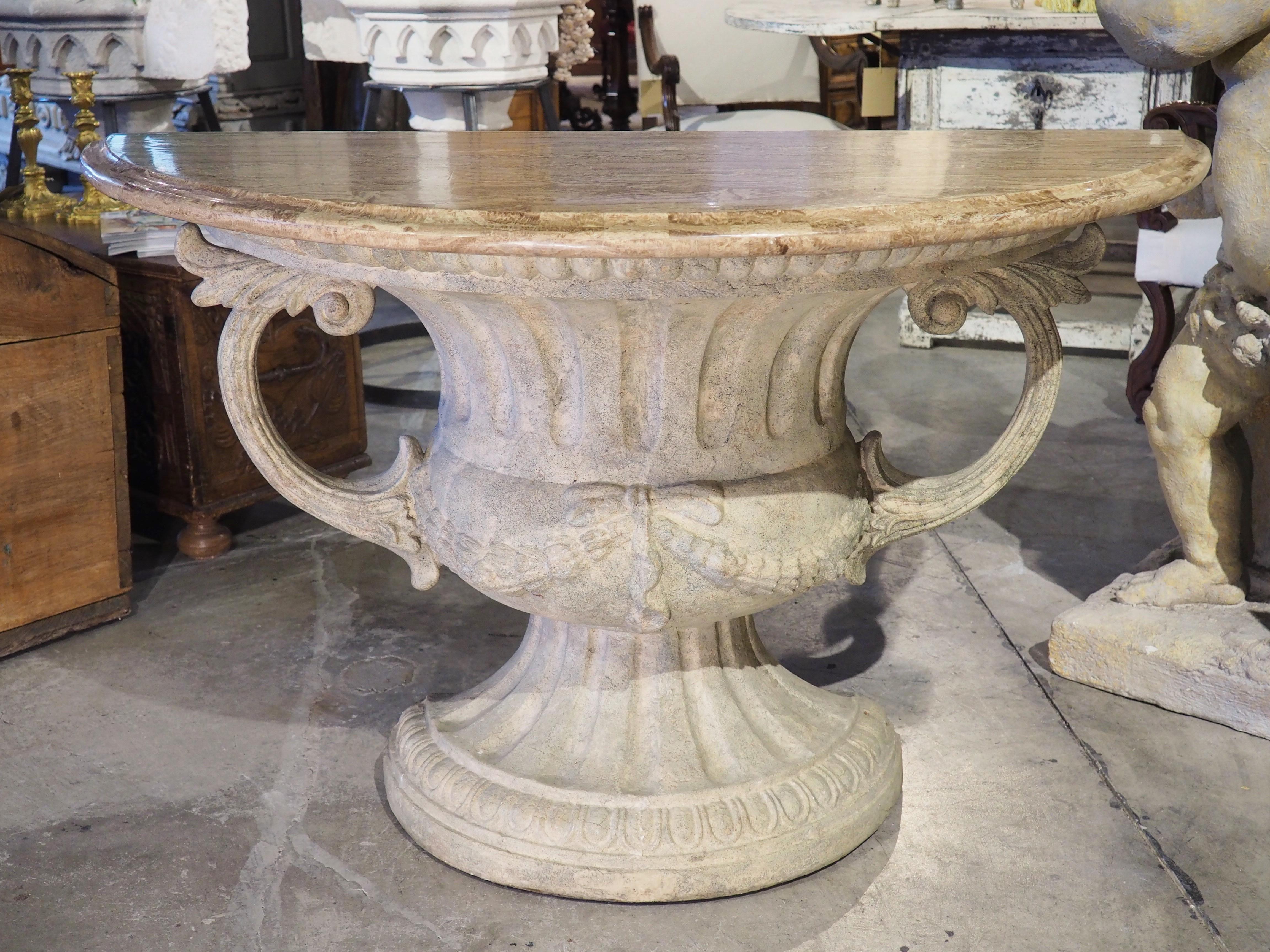 Half Urn Demi Lune Console Table in the Neoclassical Style For Sale 7