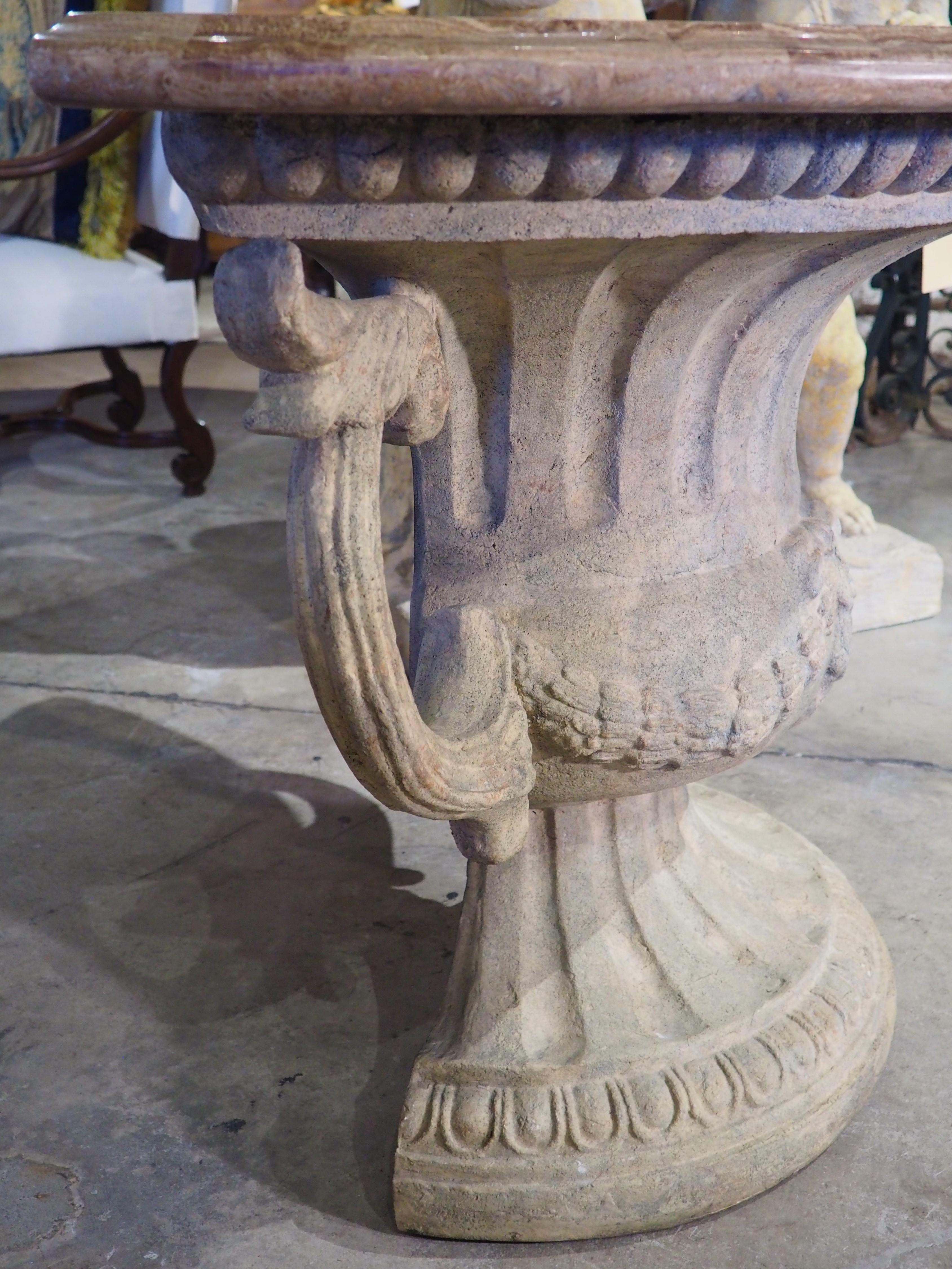 Resin Half Urn Demi Lune Console Table in the Neoclassical Style For Sale