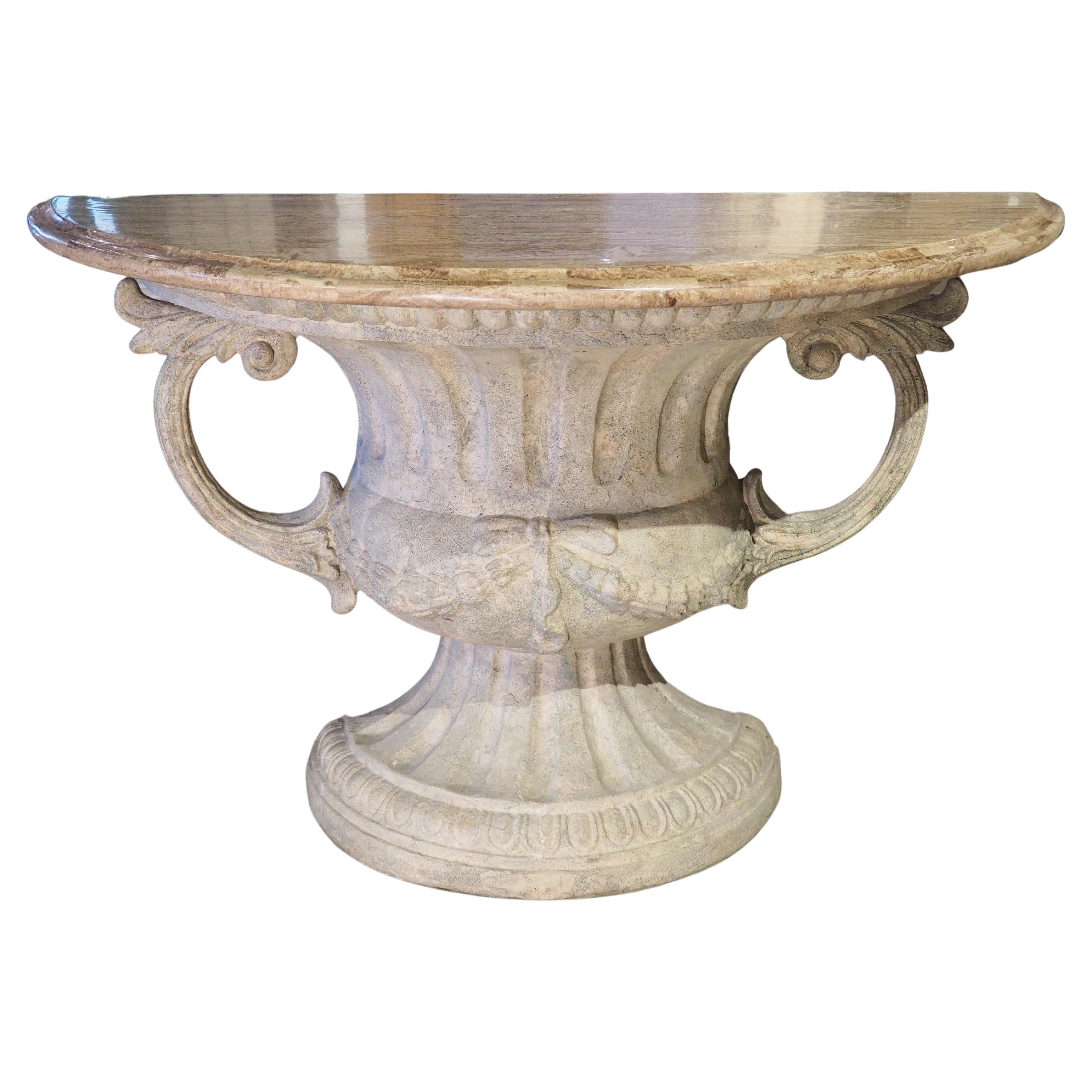 Half Urn Demi Lune Console Table in the Neoclassical Style For Sale