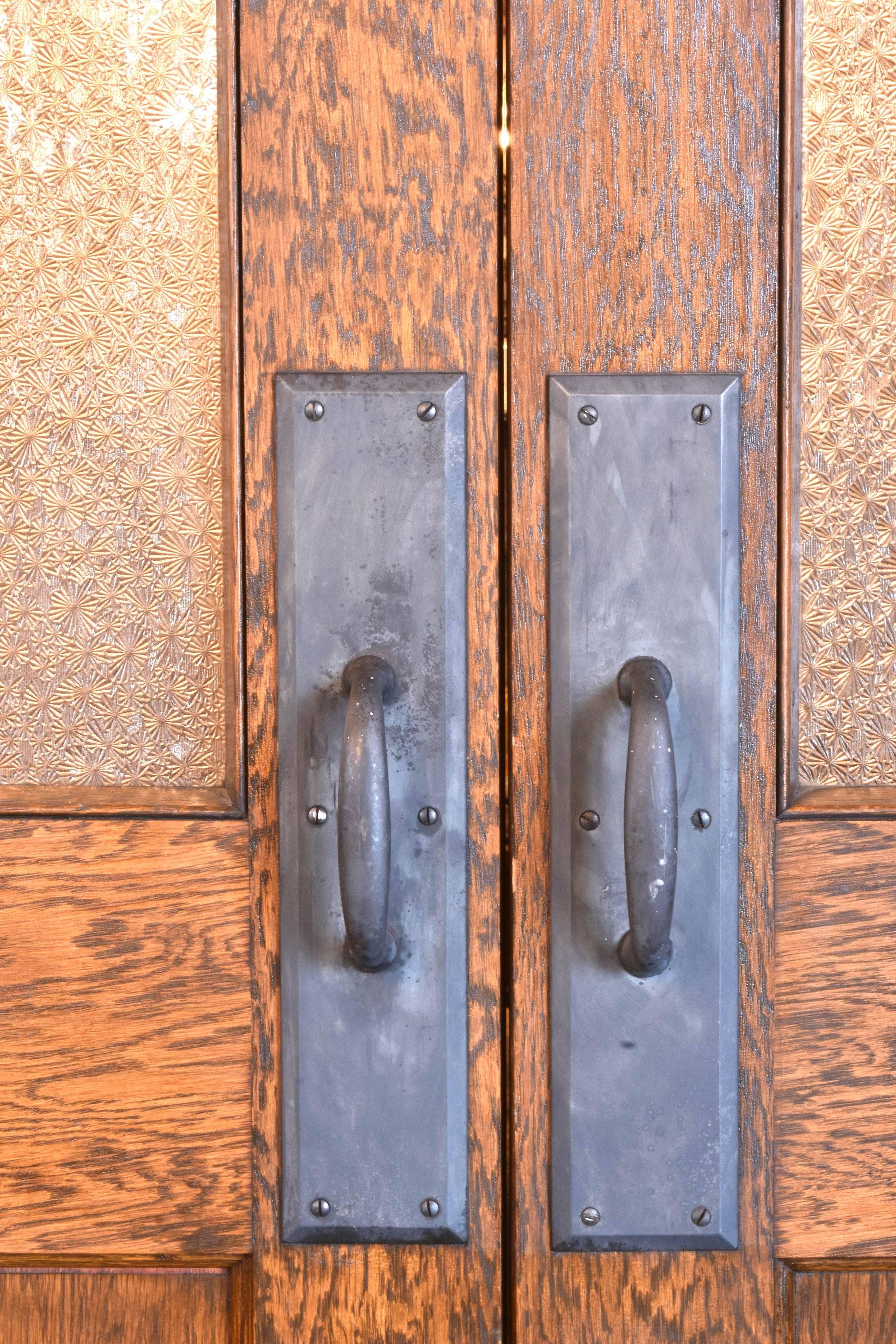 American Craftsman Half View Oak Double Doors