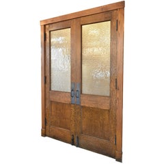 Antique Half View Oak Double Doors