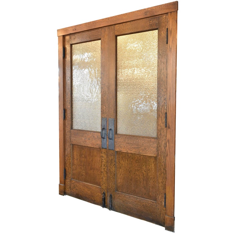 Beautiful Oak DoubleDoor Set with Transom and Sidelights at 1stdibs