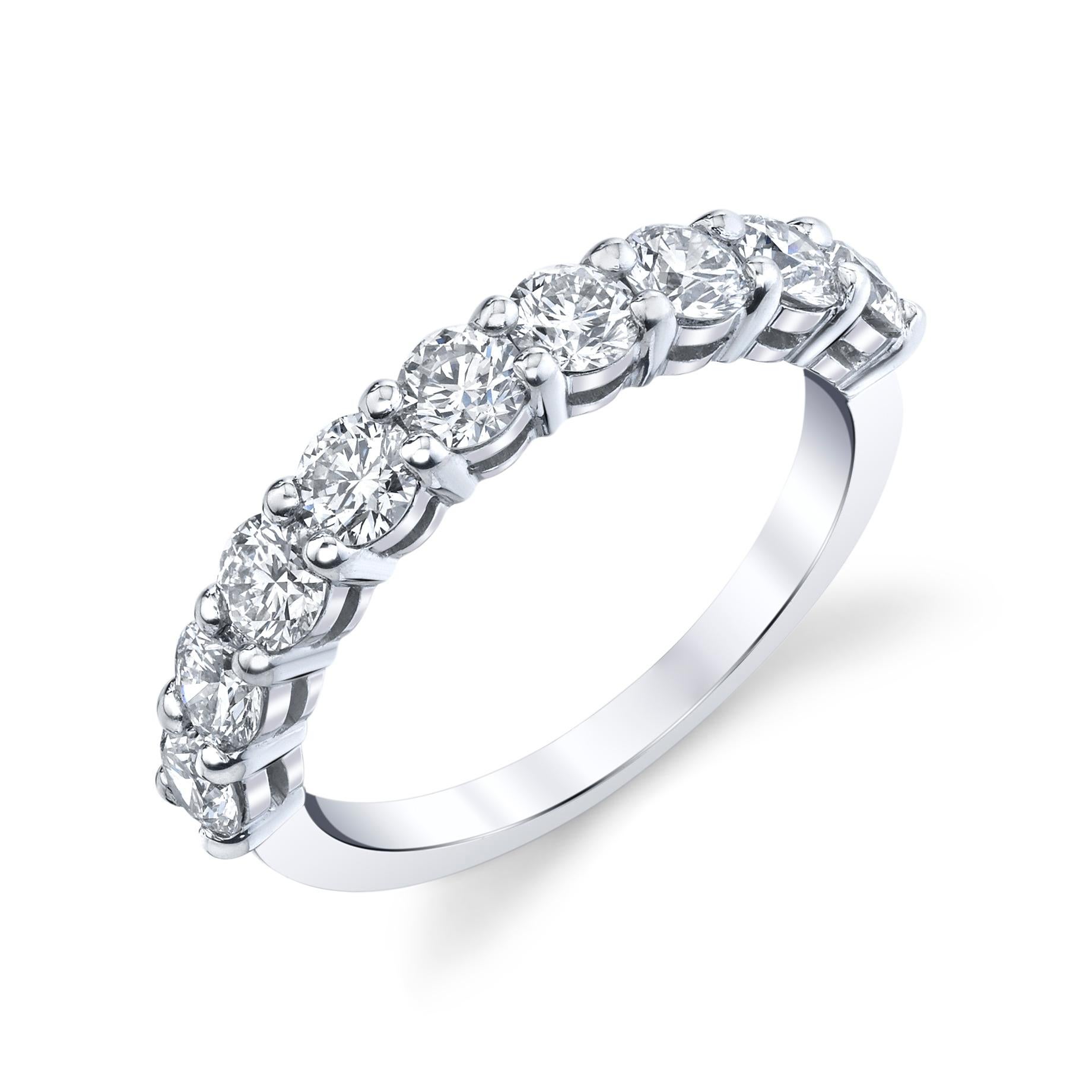 9 Round Brilliant Cut Diamonds set in a platinum eternity band with a total weight of  1.30 carat. 
Approximate Color H - I Clarity VS - SI  
Ring size 6.5

* Can be resized by your trusted jeweler or we can resize it for you.
