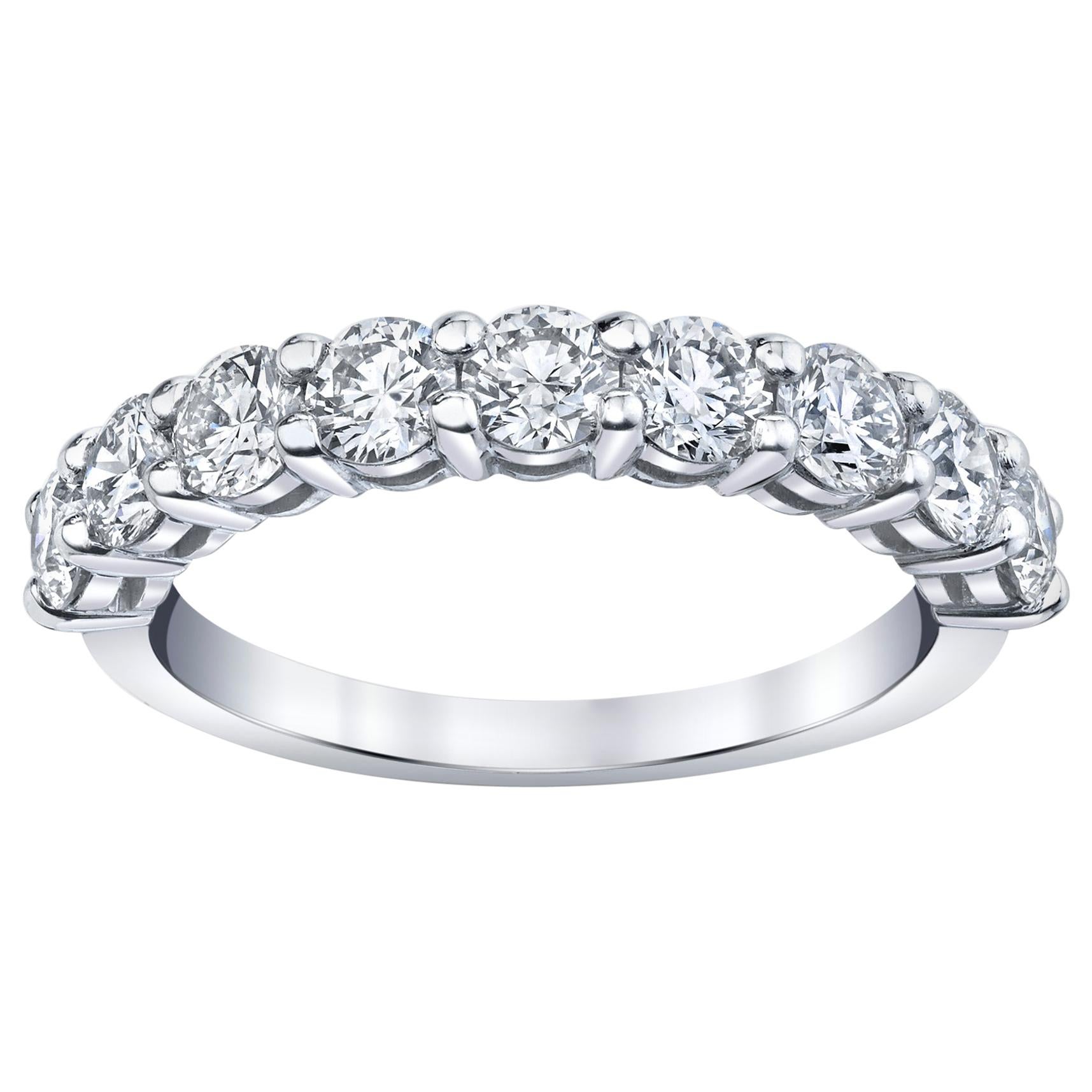 Half Way Eternity Band with Round Brilliant Cut Diamonds For Sale