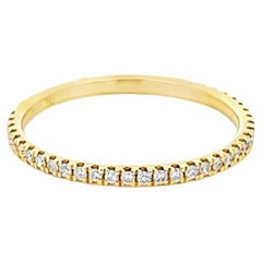 Half-Way White Diamond Band 0.15 CT 18K Yellow Gold