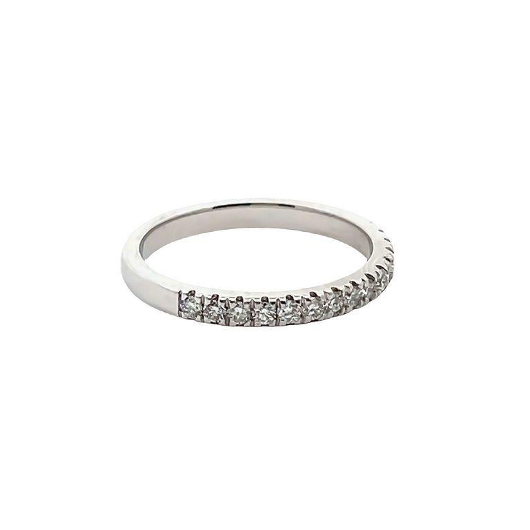 Round Cut Half - Way White Diamond Band 0.55 Carat 14k White Gold For Sale