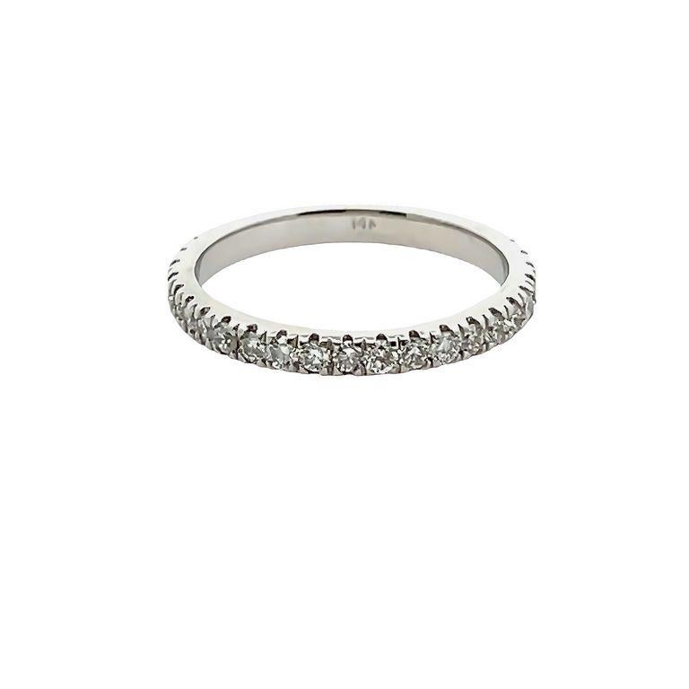 Half - Way White Diamond Band 0.55 Carat 14k White Gold In New Condition For Sale In New York, NY