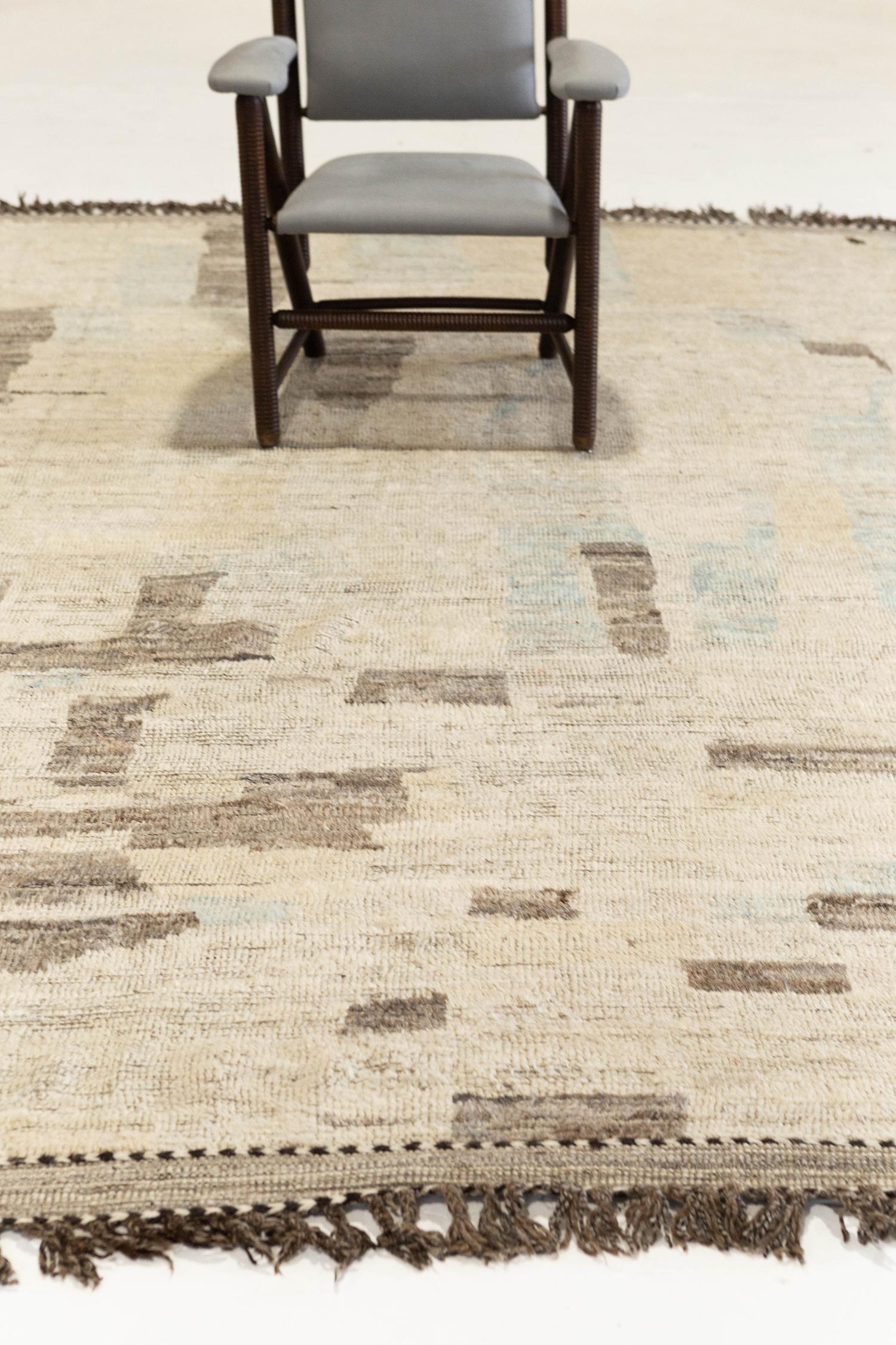 'Halfah' is a natural earth toned pile weave and modern day interpretation of the Moroccan world. The rugs irregular shapes and strokes resemble the fibers of nature and their ability to be used for crafts such as cords and basketry. Designed in Los