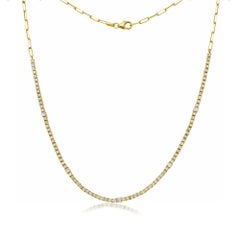 HalfWay Alternate Round Diamond Tennis Necklace & Half Paperclip Chain (2.50ct.)