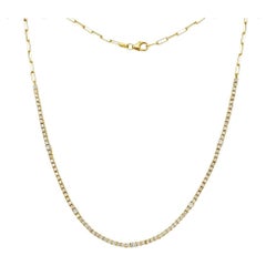 HalfWay Alternate Round Diamond Tennis Necklace & Half Paperclip Chain (2.50ct.)