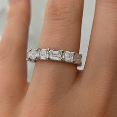 Halfway Eternity Band 1.81 Carats Emerald Cut East-West set in Platinum, Size 6