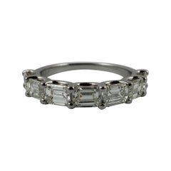 Halfway Eternity Band 1.81 Carats Emerald Cut East-West set in Platinum, Size 6