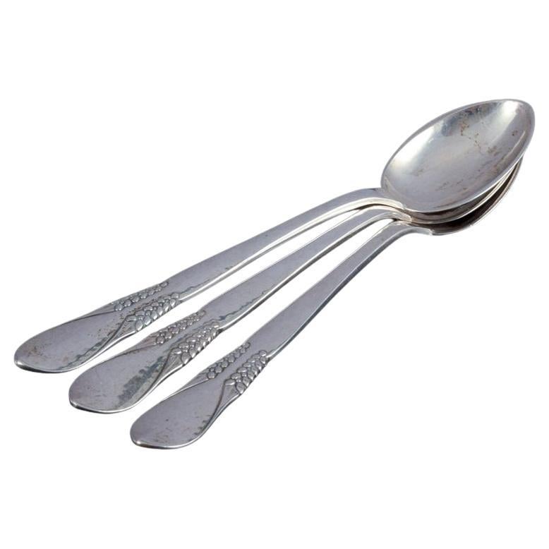 Halgreen, Danish silversmith. Three coffee spoons in hallmarked silver. For Sale