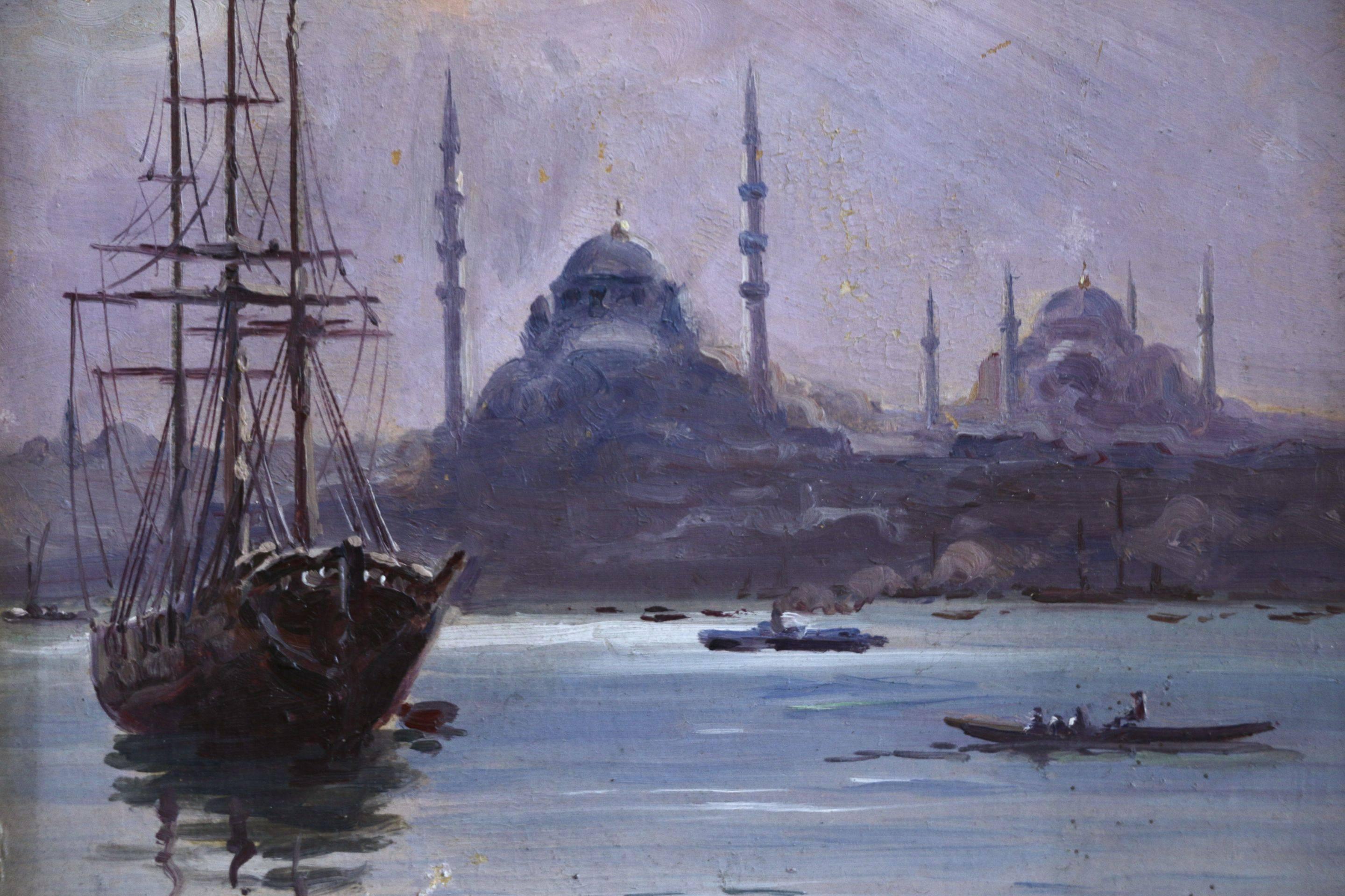 Bosphorus und Hagia Sophia – Painting von Halid Naci