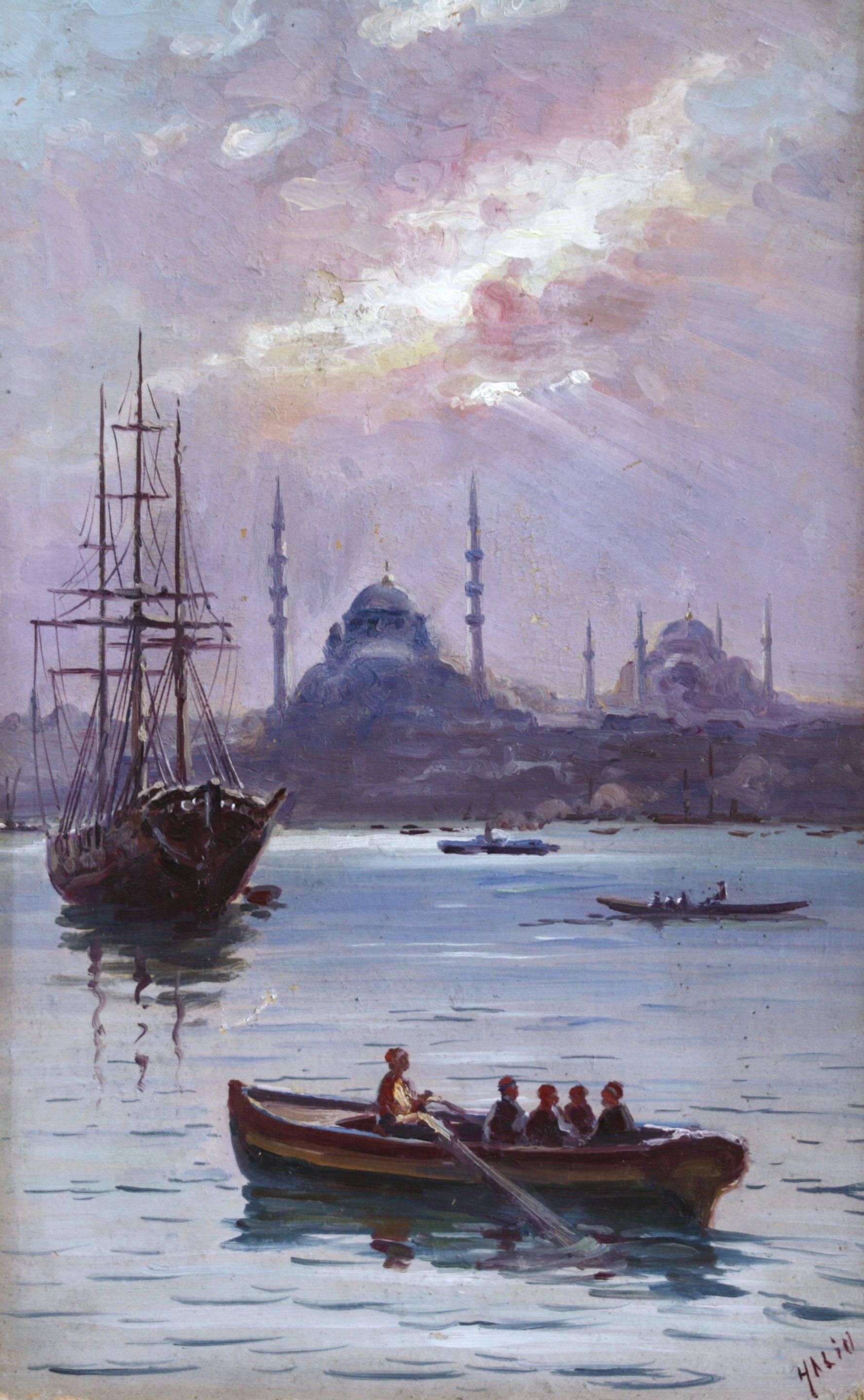 Halid Naci Landscape Painting - Bosphorus & Hagia Sophia