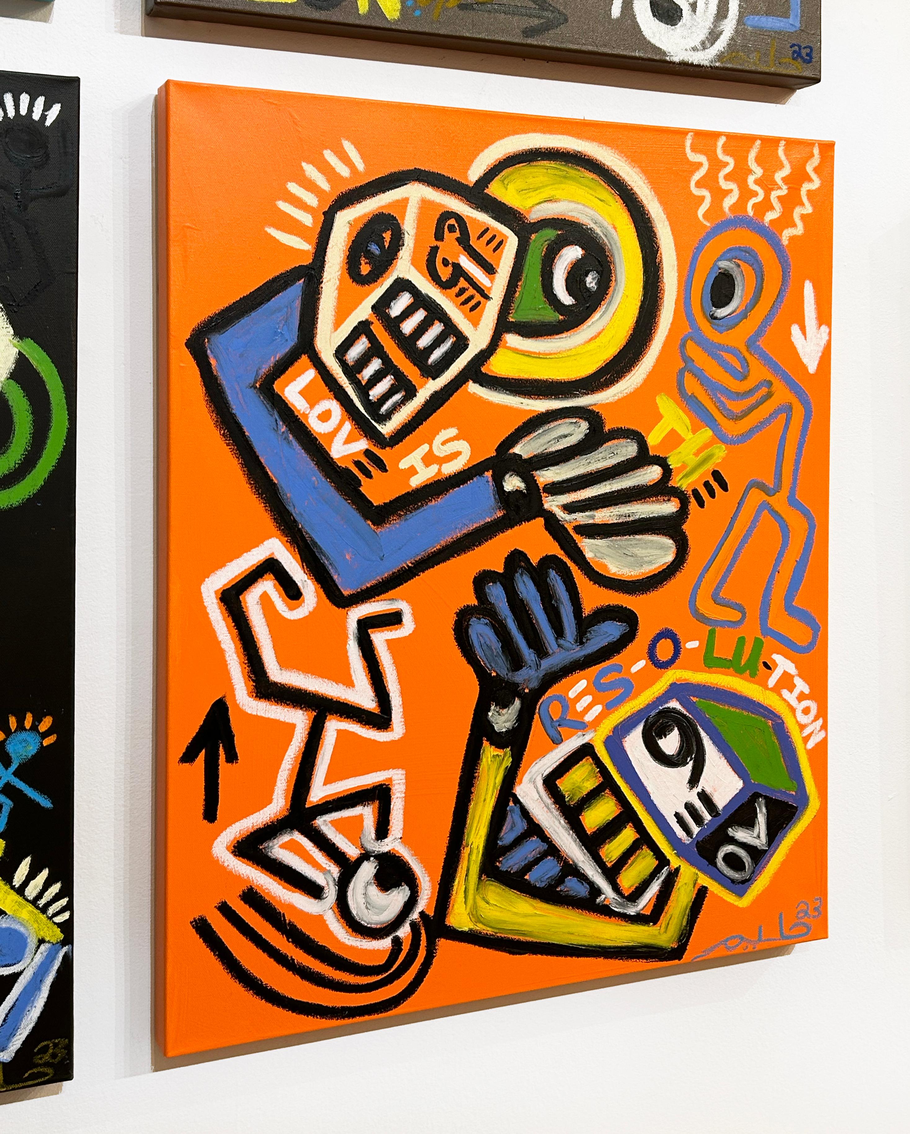 Artiste :  Fleurs, Halim
Titre :  L'amour est la res-o-lu-tion
Date :  2023
Moyen :  Acrylique et peinture en aérosol sur toile
Sans cadre Dimensions :  30