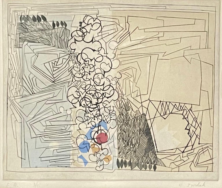 Halim Jurdak Lebanese Arabic Modernist Abstract Etching Color