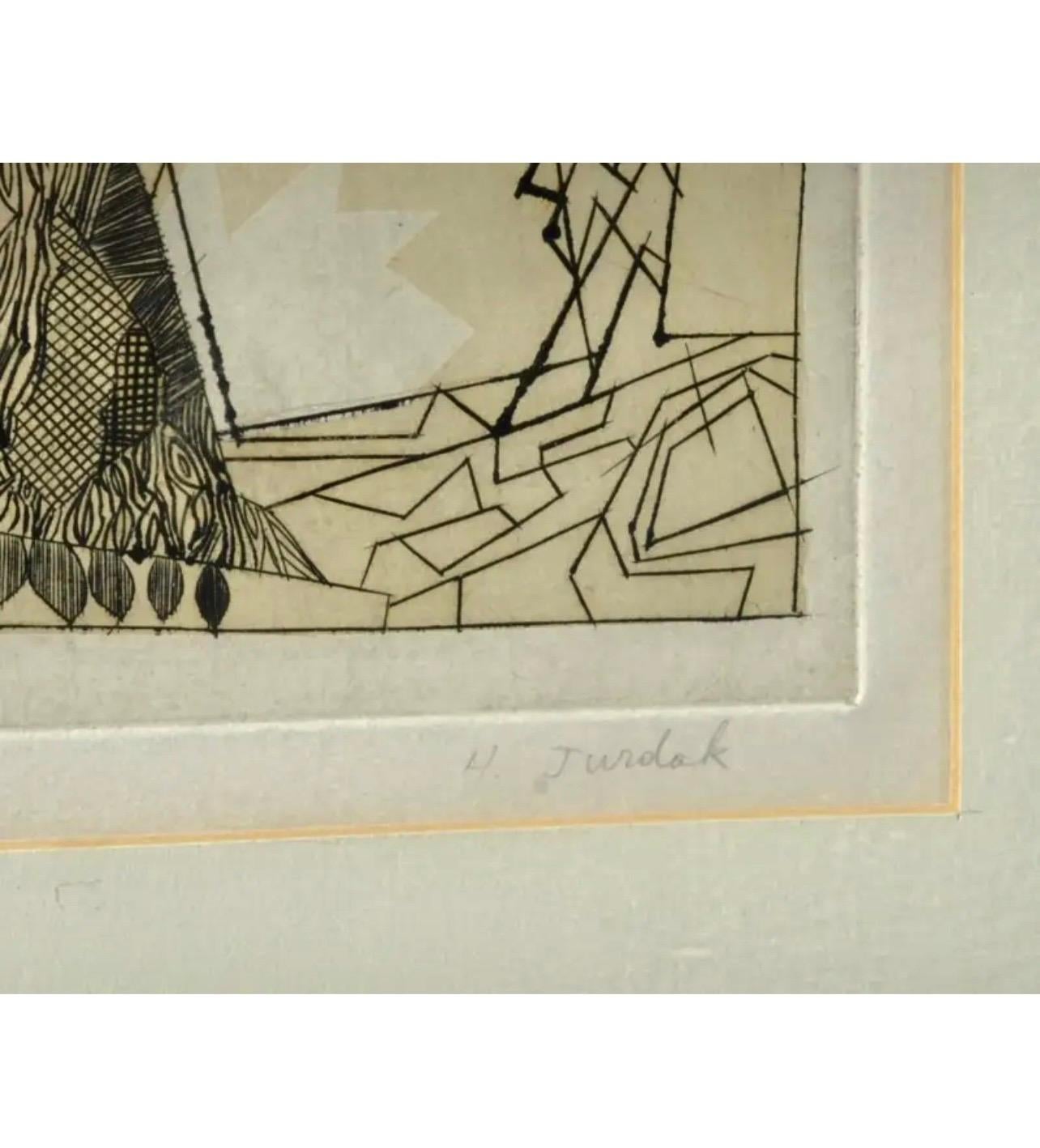 Lebanese Arabic Modernist Abstract Etching Color Engraving Arab Art Halim Jurdak For Sale 5