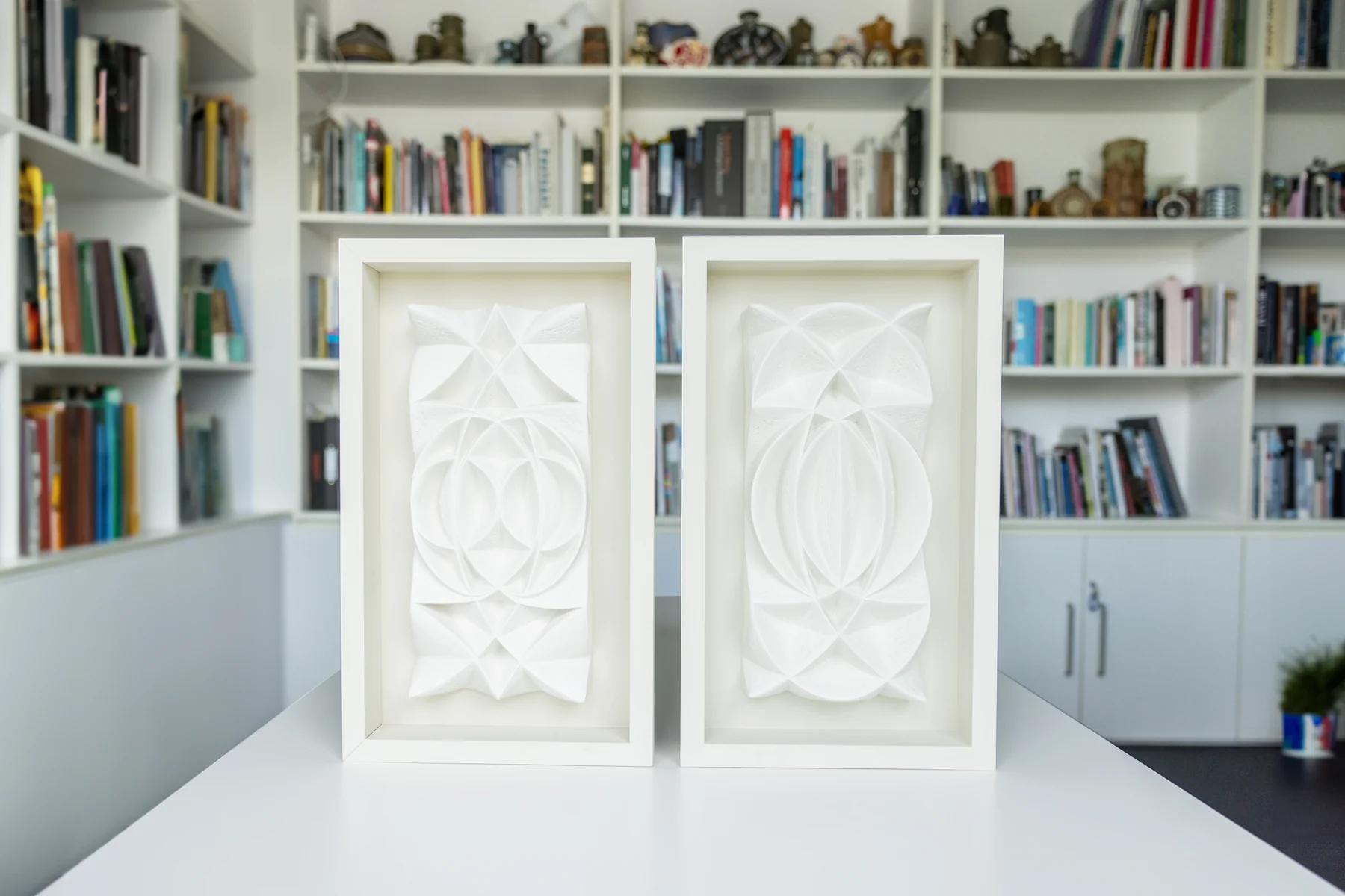 Eclipsis
Edition of 100
Materials:  Jesmonite tile in a box frame
Dimensions:  frame 45.2 x 27 x 6.6cm; tile 17 x 35 x 3.5cm

Beautiful hand-finished tile made from cast Jesmonite with bespoke colour mix presented in a white box frame, ready to